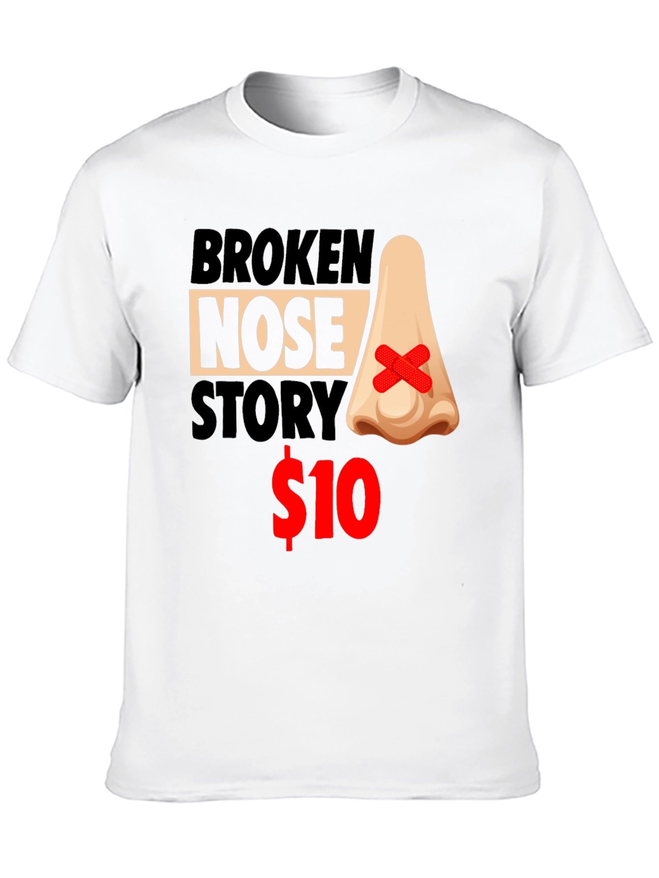 Black Broken Nose Story Graphic Tee - Humorous T-Shirt view 10