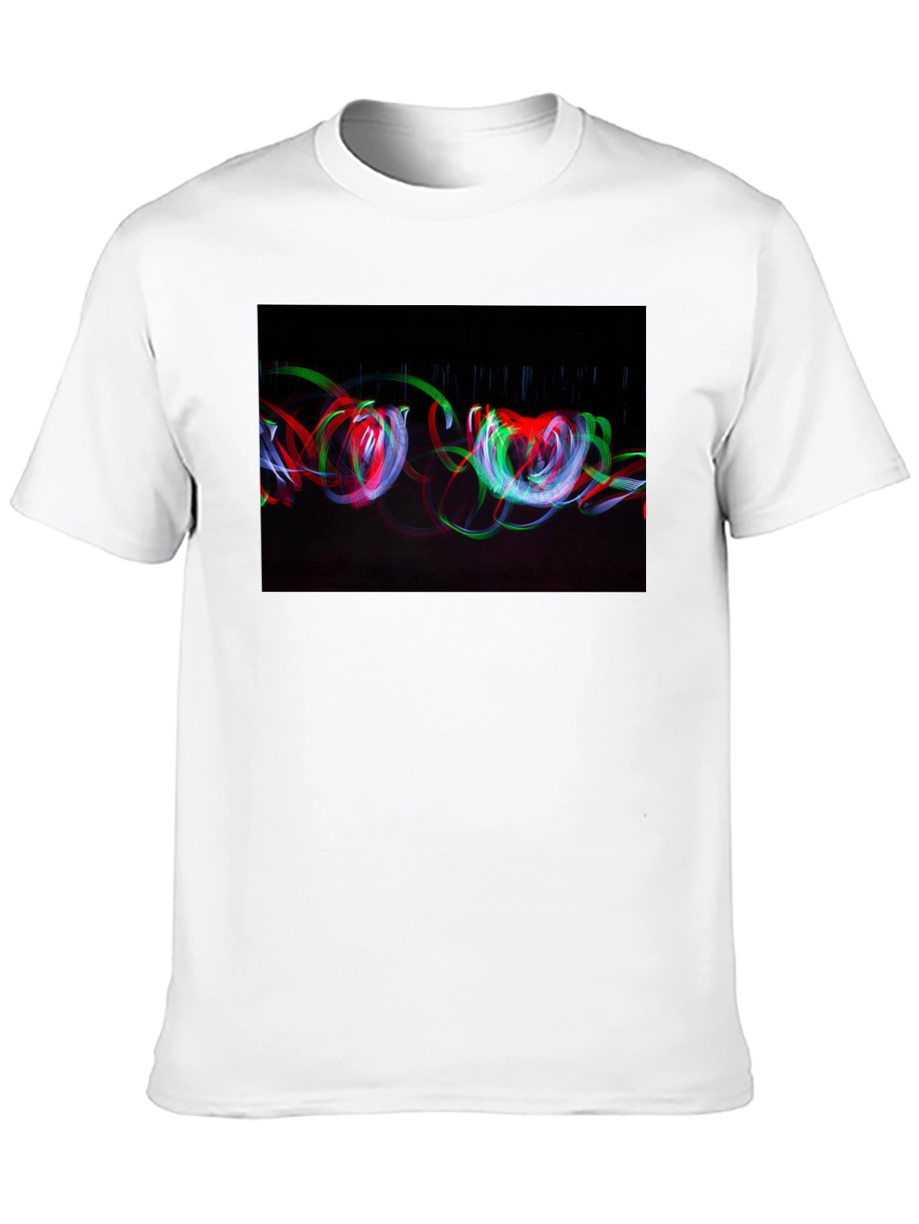 Black Abstract Light Painting Graphic Tee - Black Cotton Blend view 10