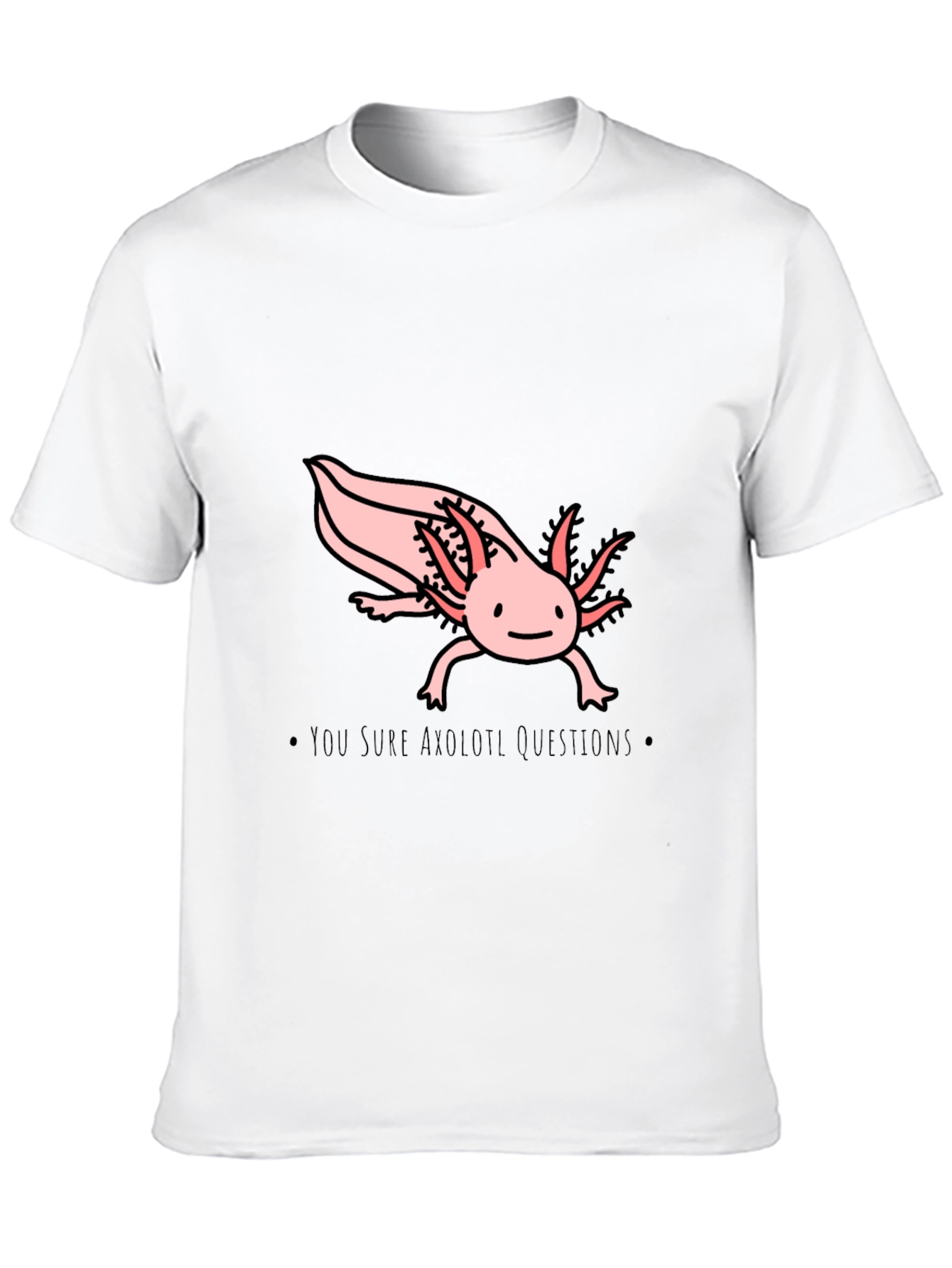 Black Axolotl Questions T-Shirt - Black Cotton Crew Neck view 10