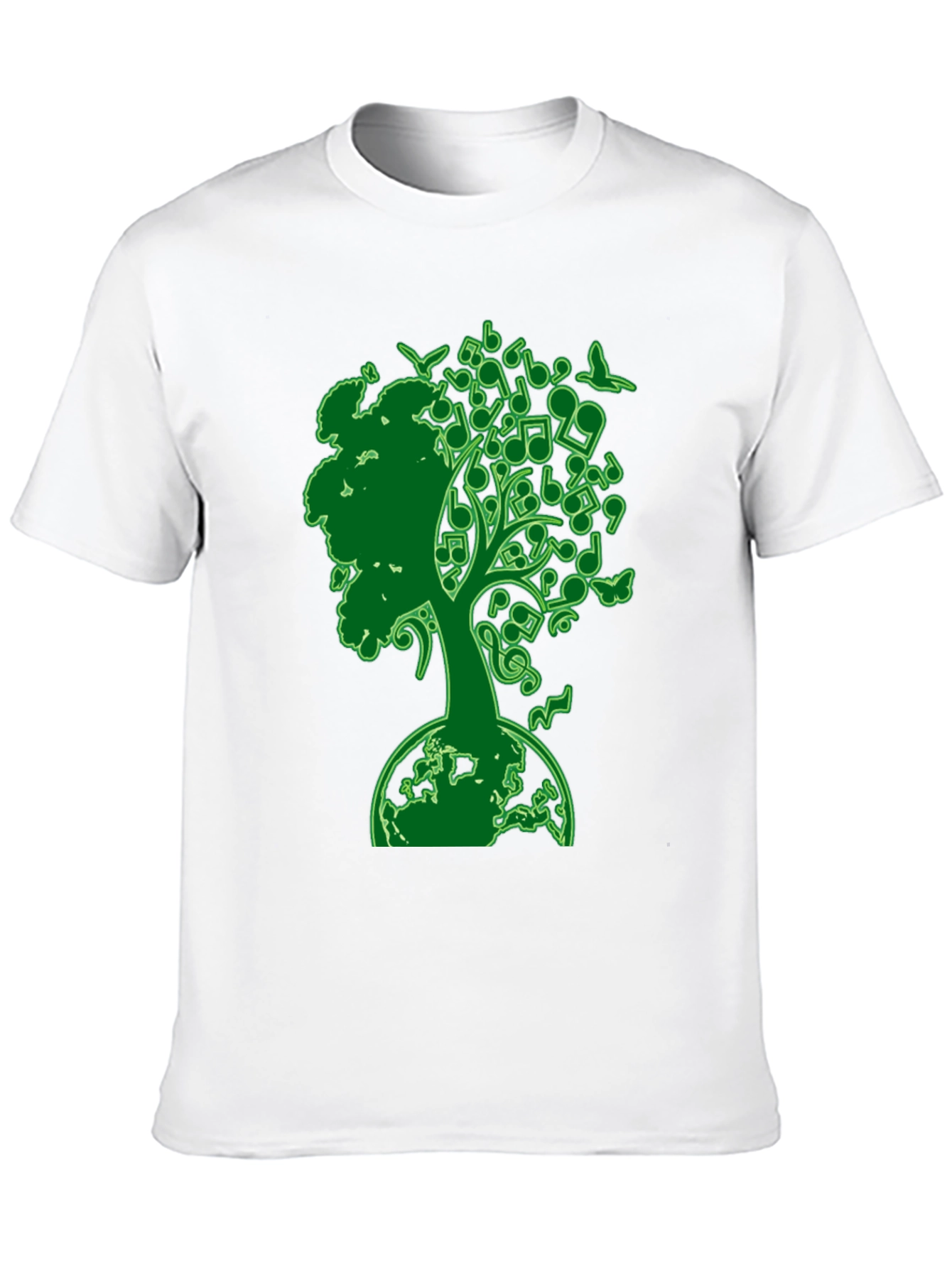 Black Musical Earth Tree Graphic T-Shirt - Nature & Music view 10