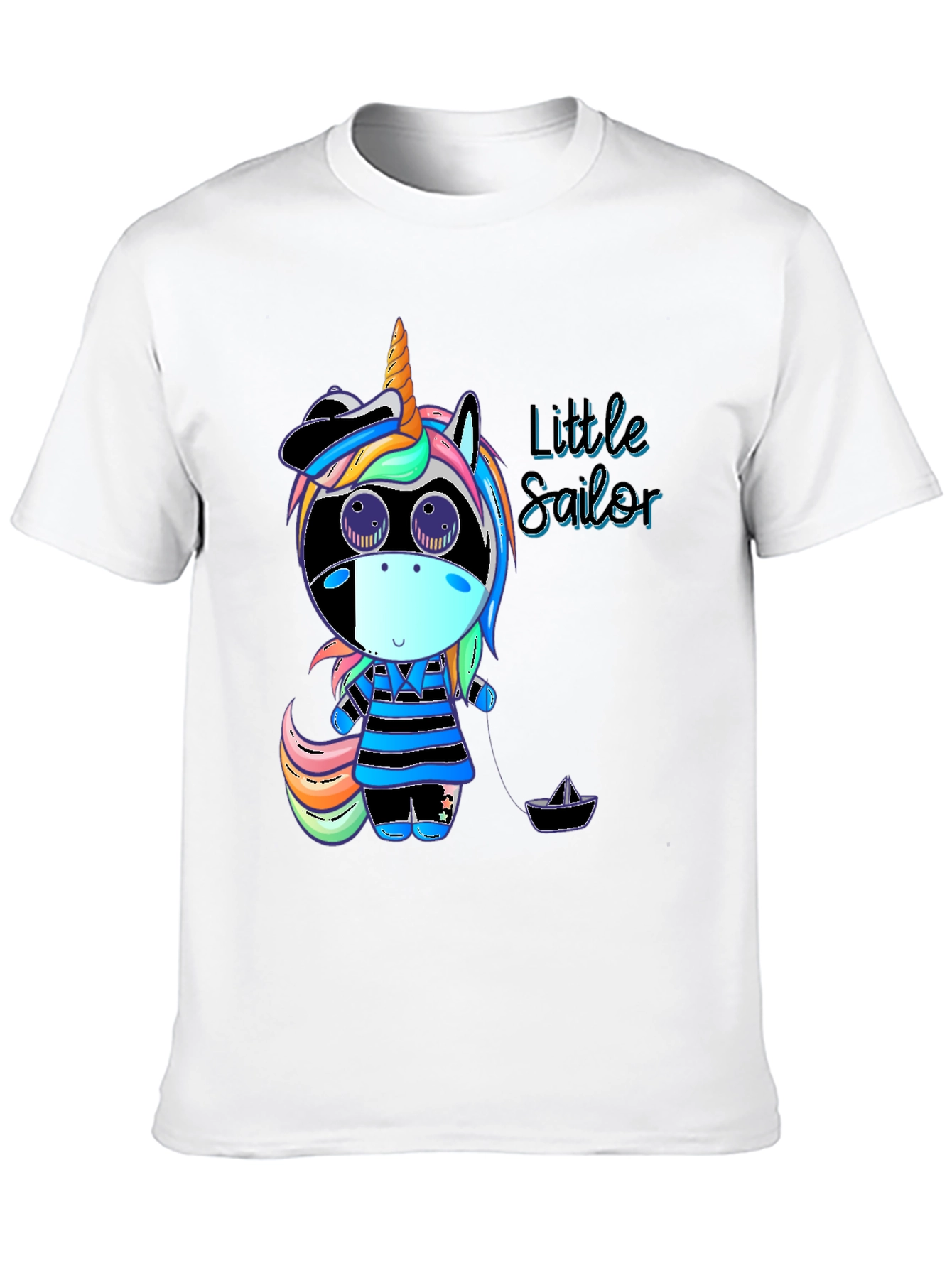 Black Unicorn Sailor Graphic Tee - Cute & Stylish Black T-Shirt view 10