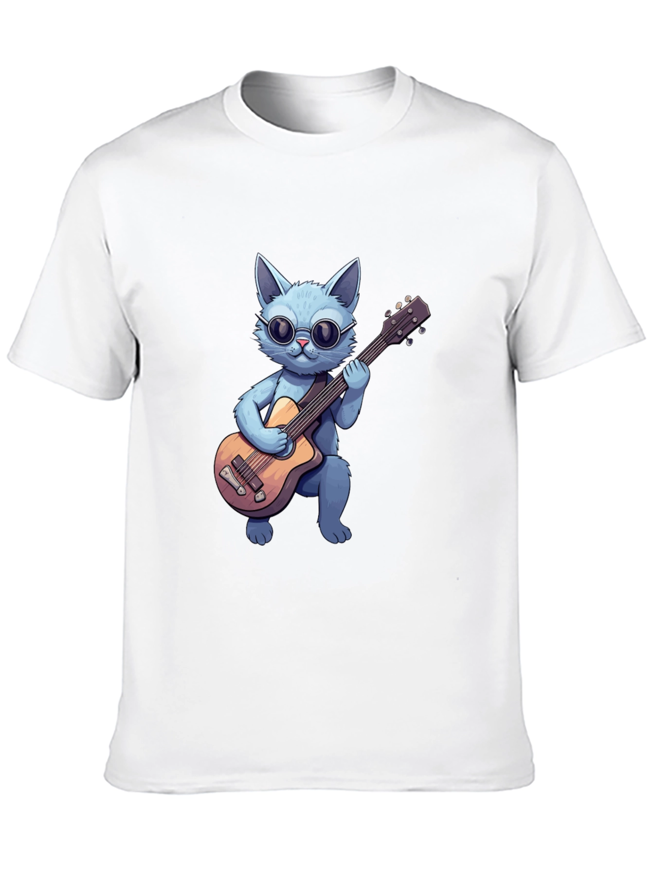 Black Cool Cat Guitarist T-Shirt view 10