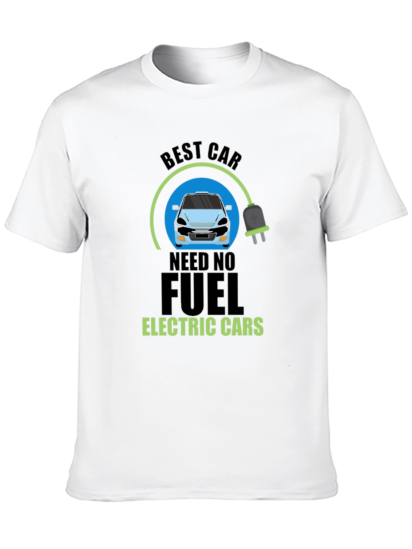 Black Electric Car T-Shirt - Need No Fuel Tee view 10