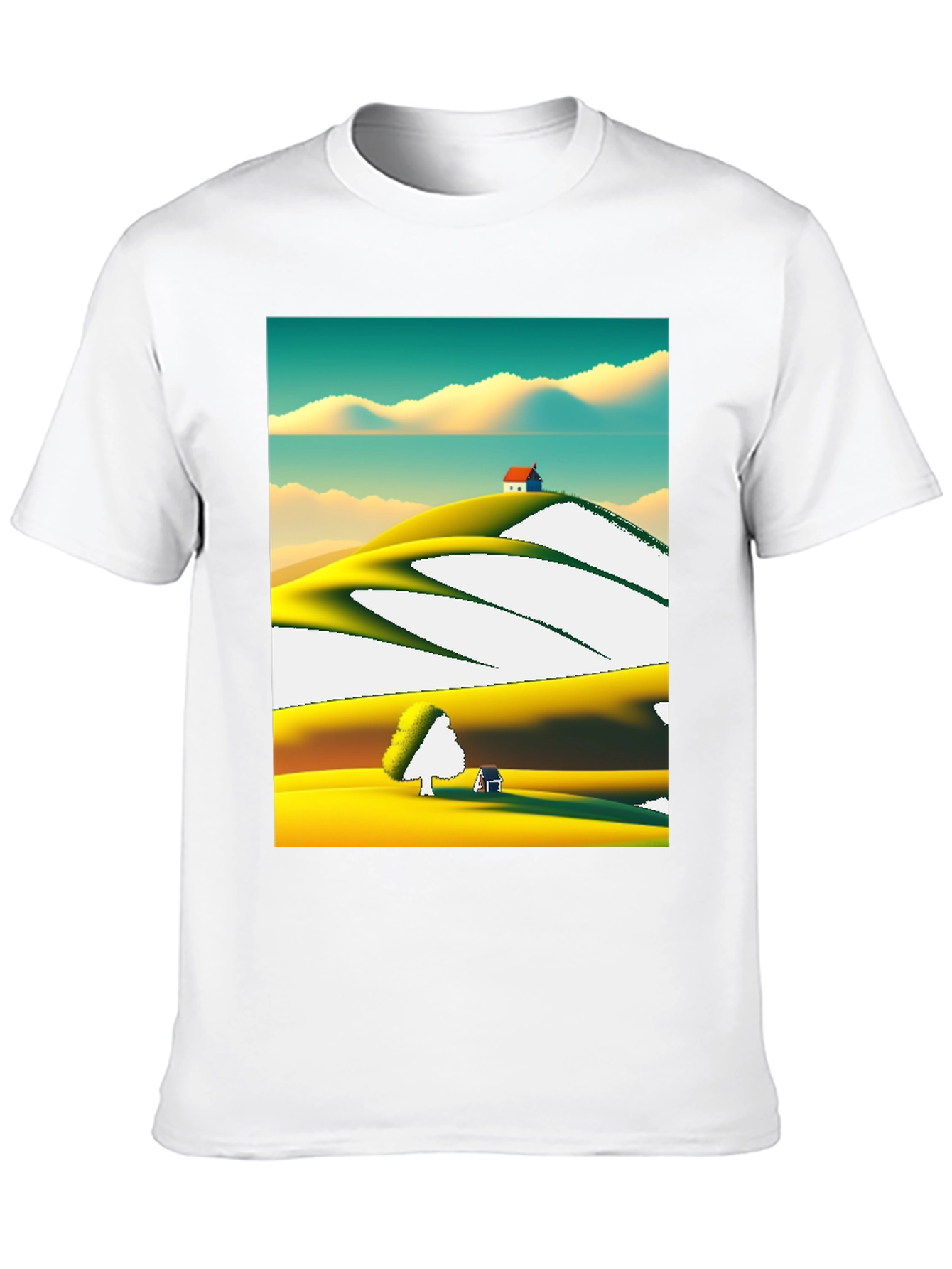 Black Vivid Landscape Graphic Tee - Soft Cotton Blend view 10