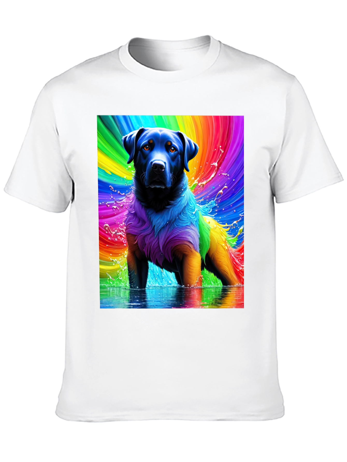 Rainbow Dog T-Shirt - Vivid Pet Art Tee - 10