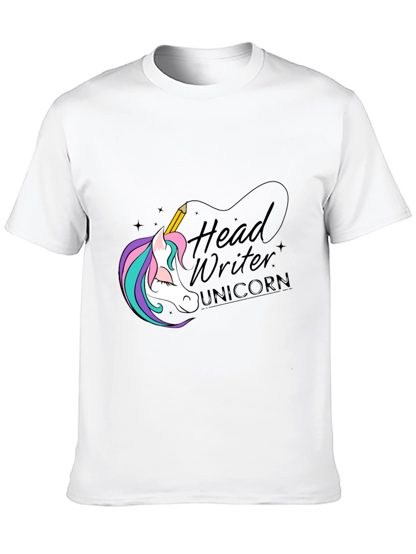 Black Head Writer Unicorn Graphic Tee - Black view 10