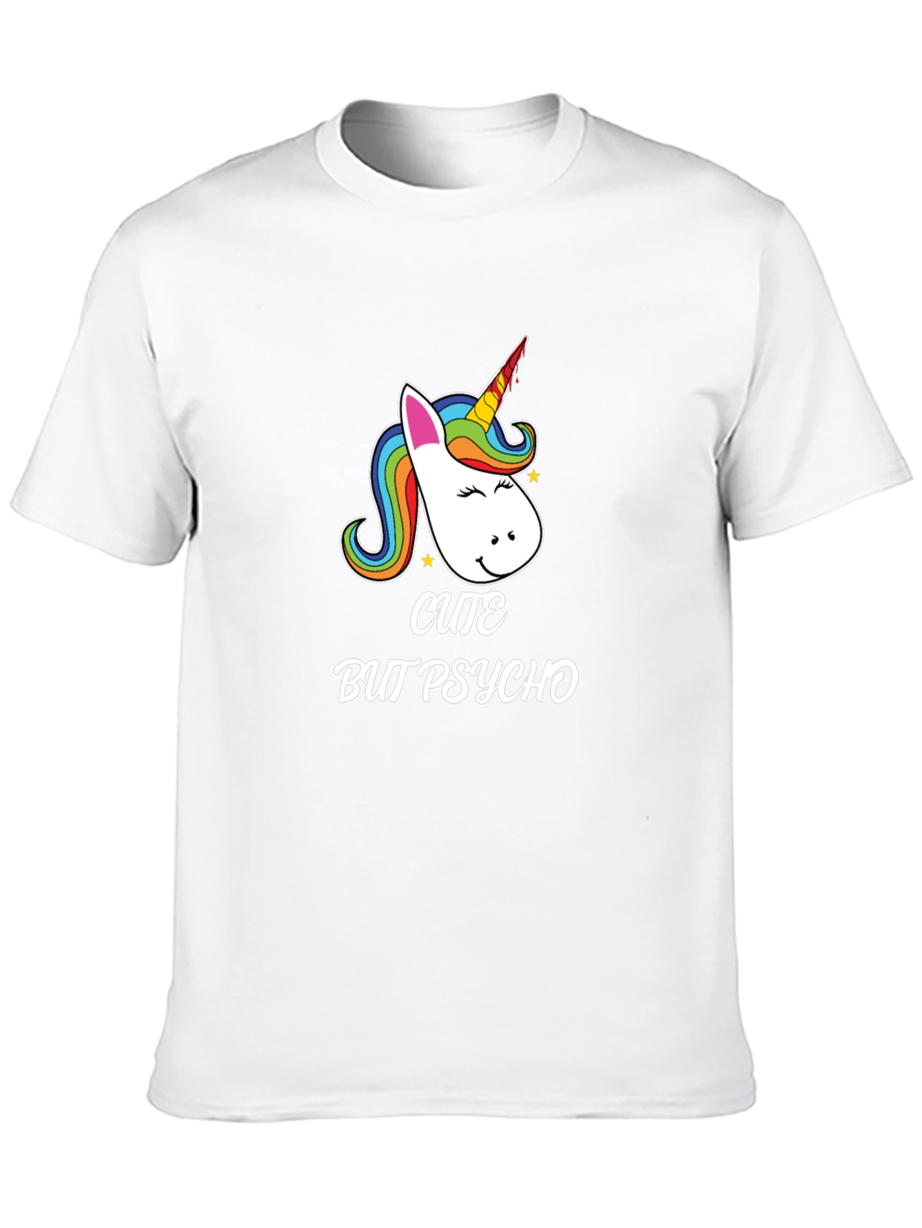 Black Cute But Psycho Unicorn Black Graphic T-Shirt view 10