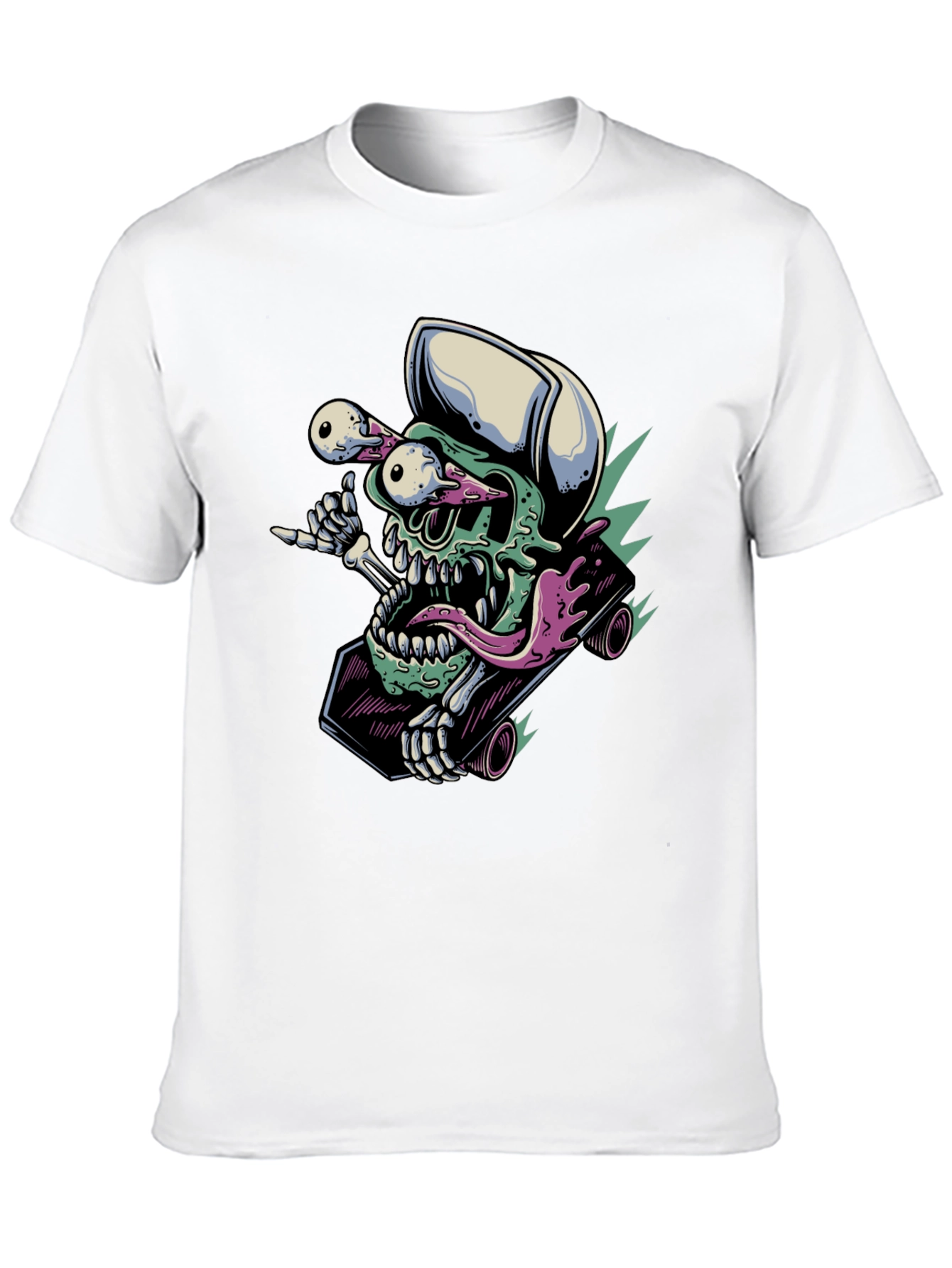 Black Skateboarding Skull T-Shirt - Unique Graphic Tee view 10