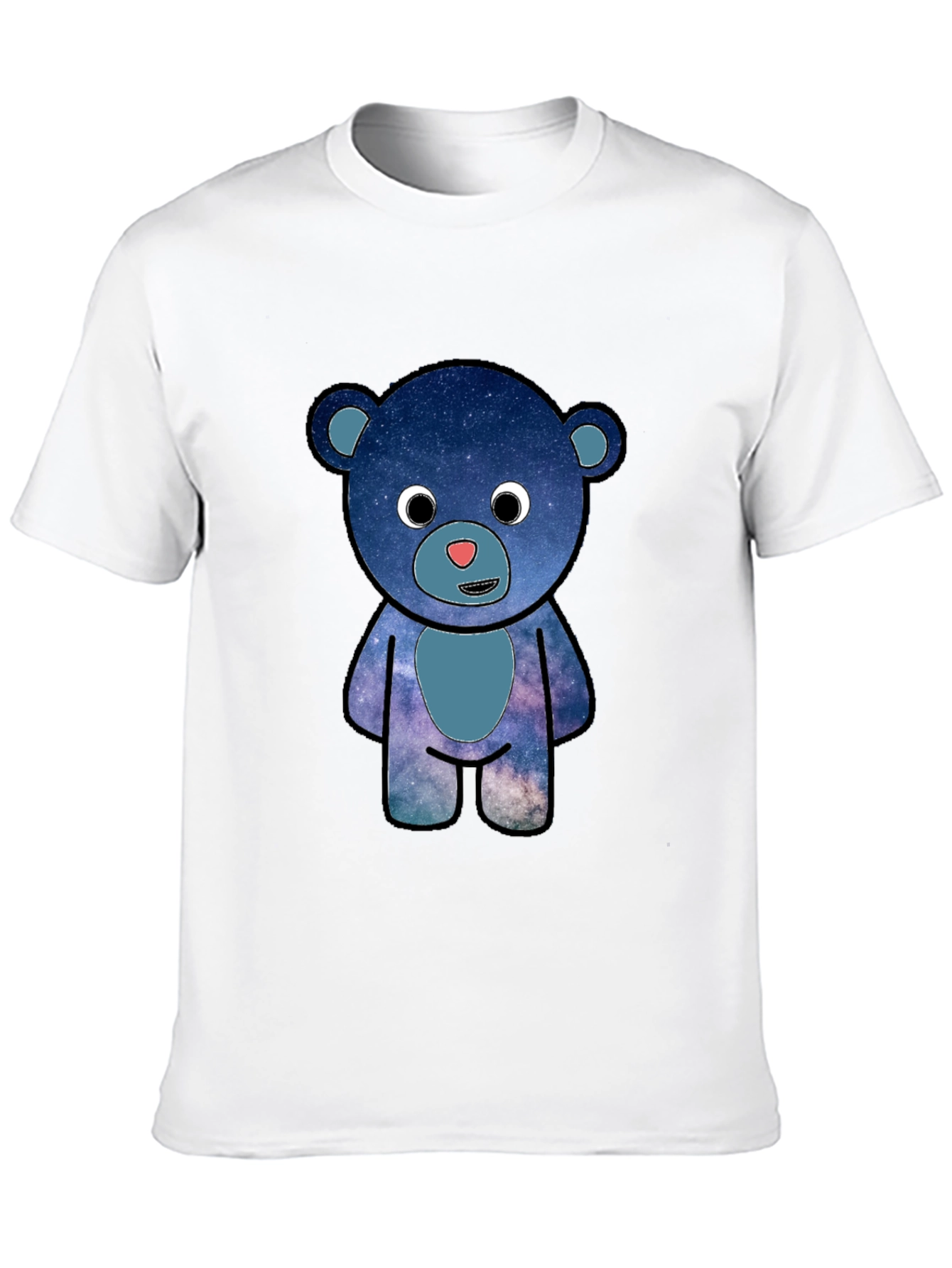 Black Galaxy Bear Graphic T-Shirt - Black Cotton Blend view 10