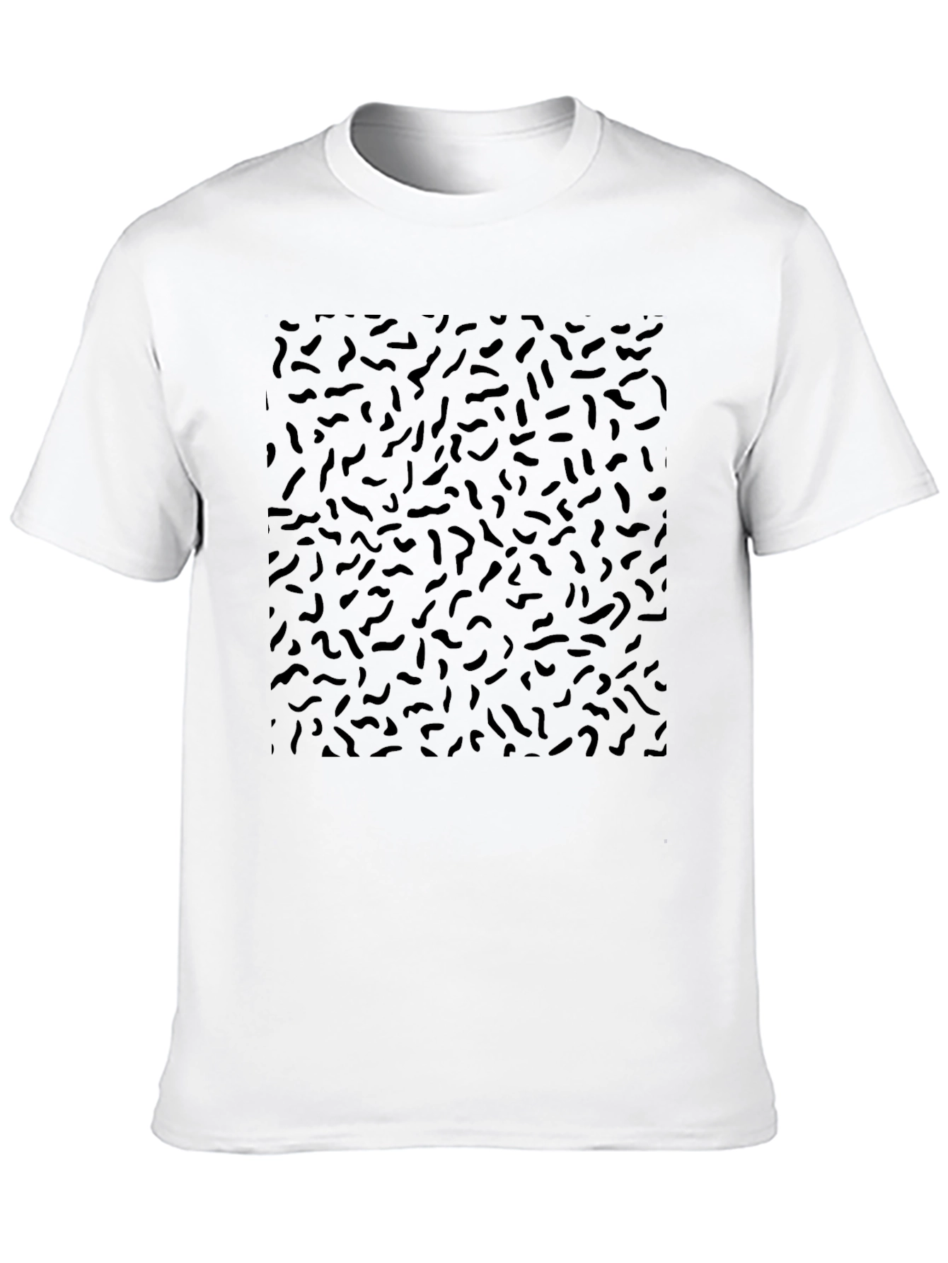 Black Retro Scribble Pattern Black T-Shirt view 10