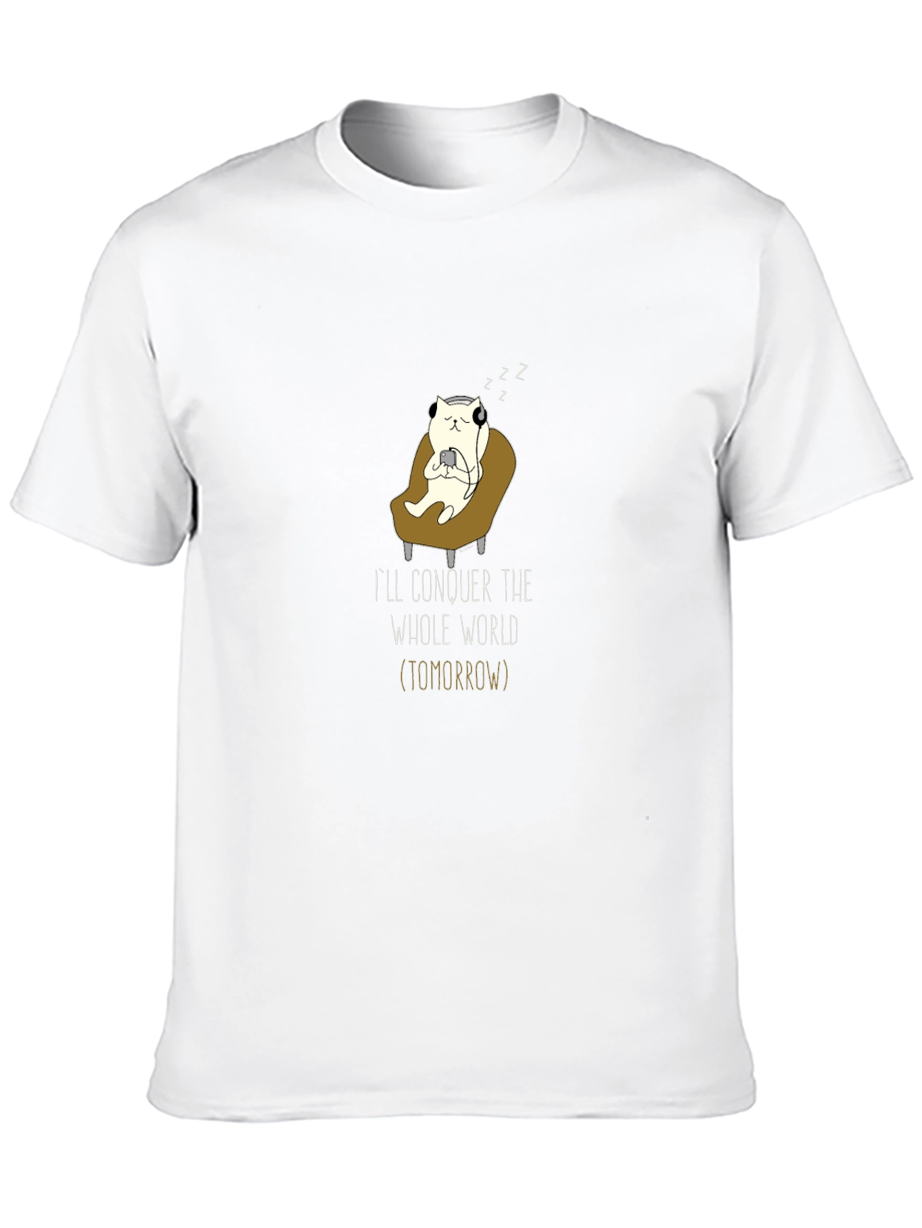 Black Conquer Tomorrow T-Shirt - Lazy Cat Gamer Design view 10