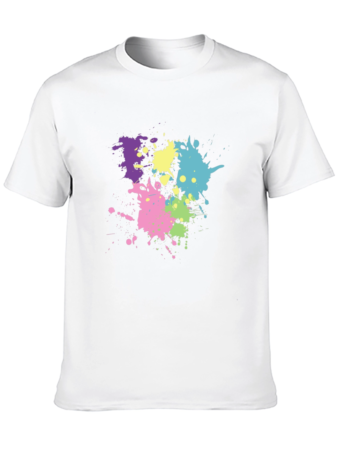 Black Men's Black T-Shirt with Colorful Paint Splatter Design view 10