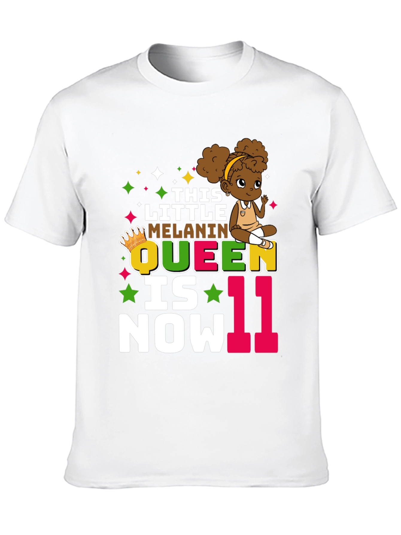 Black Little Melanin Queen 11th Birthday T-Shirt view 10