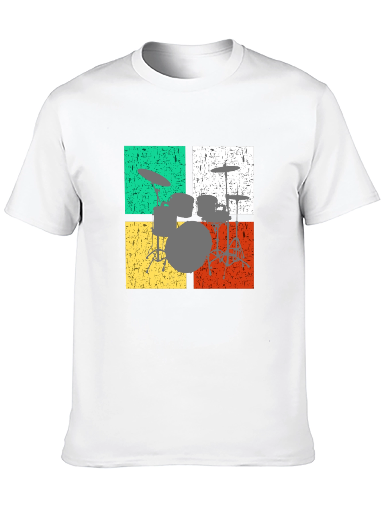 Black Retro Drum Set T-Shirt view 10
