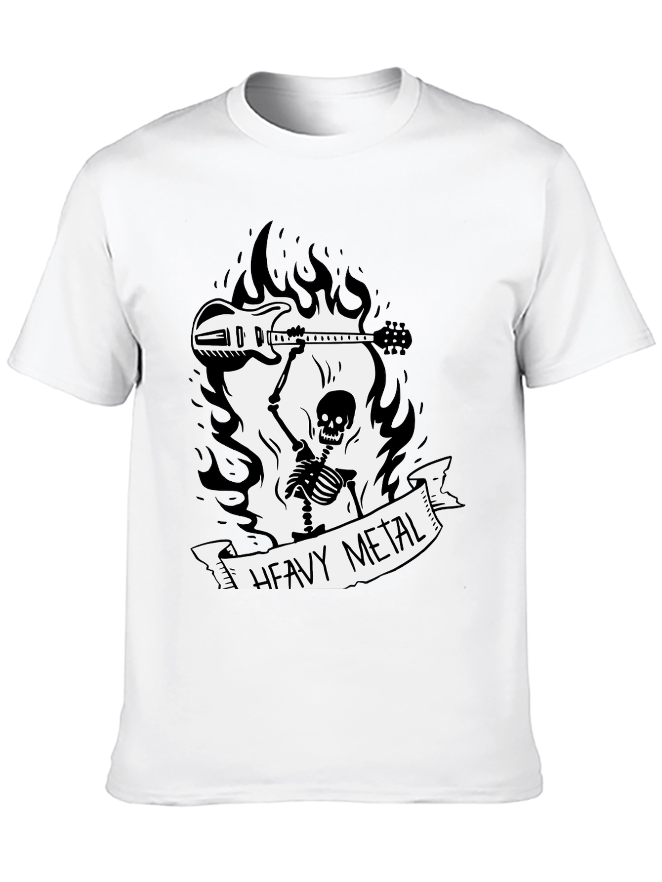 Black Heavy Metal Skeleton Graphic Tee view 10