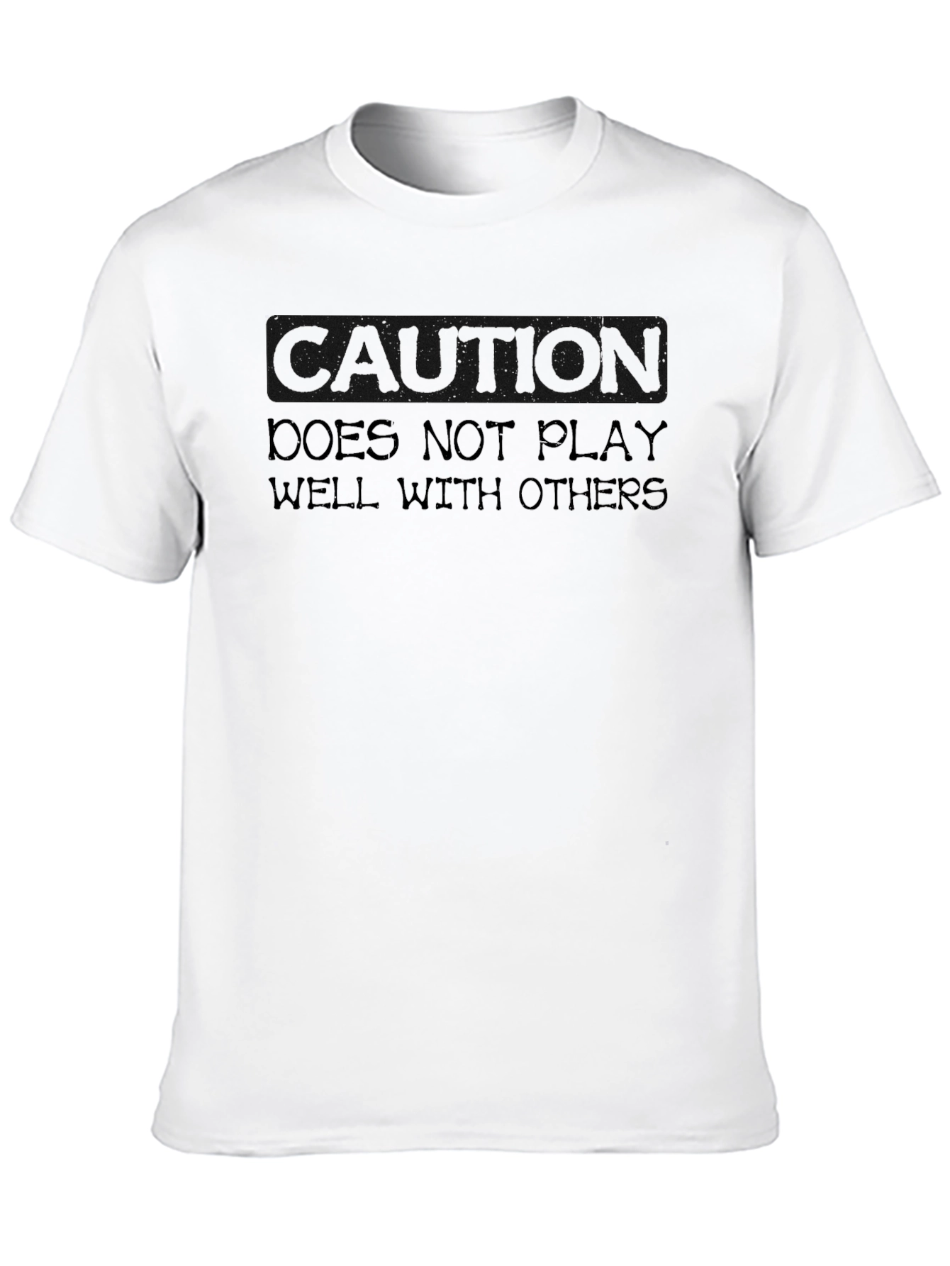 Black Caution T-Shirt - Does Not Play Well With Others view 10