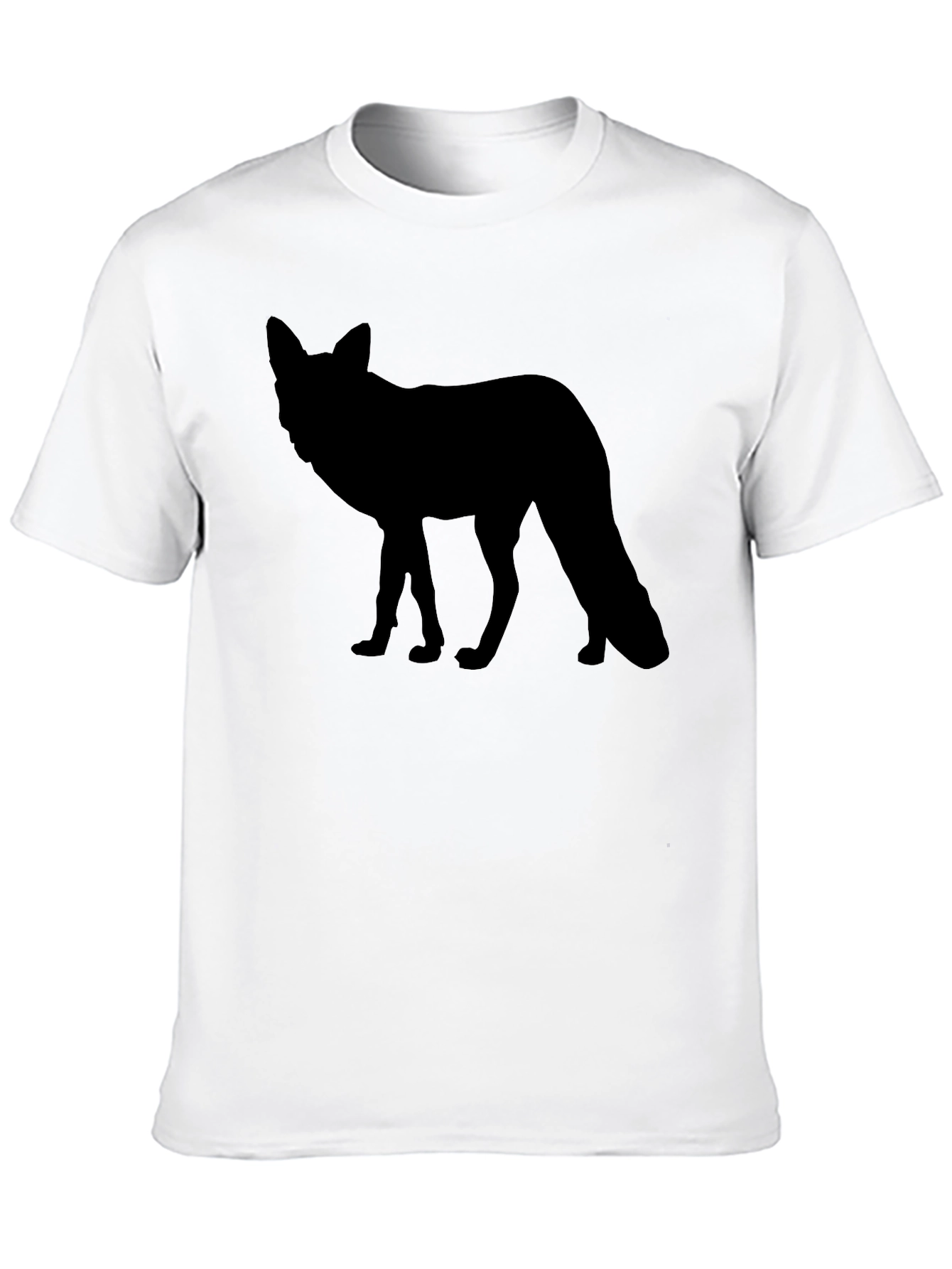 Black Men's Black T-Shirt - Fox Silhouette view 10