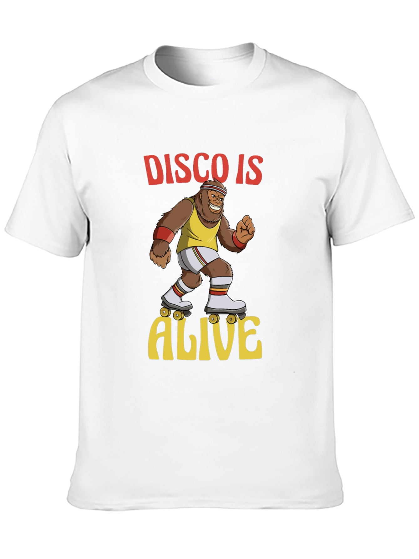 Black Disco Gorilla T-Shirt - Retro Roller Skate Design view 10