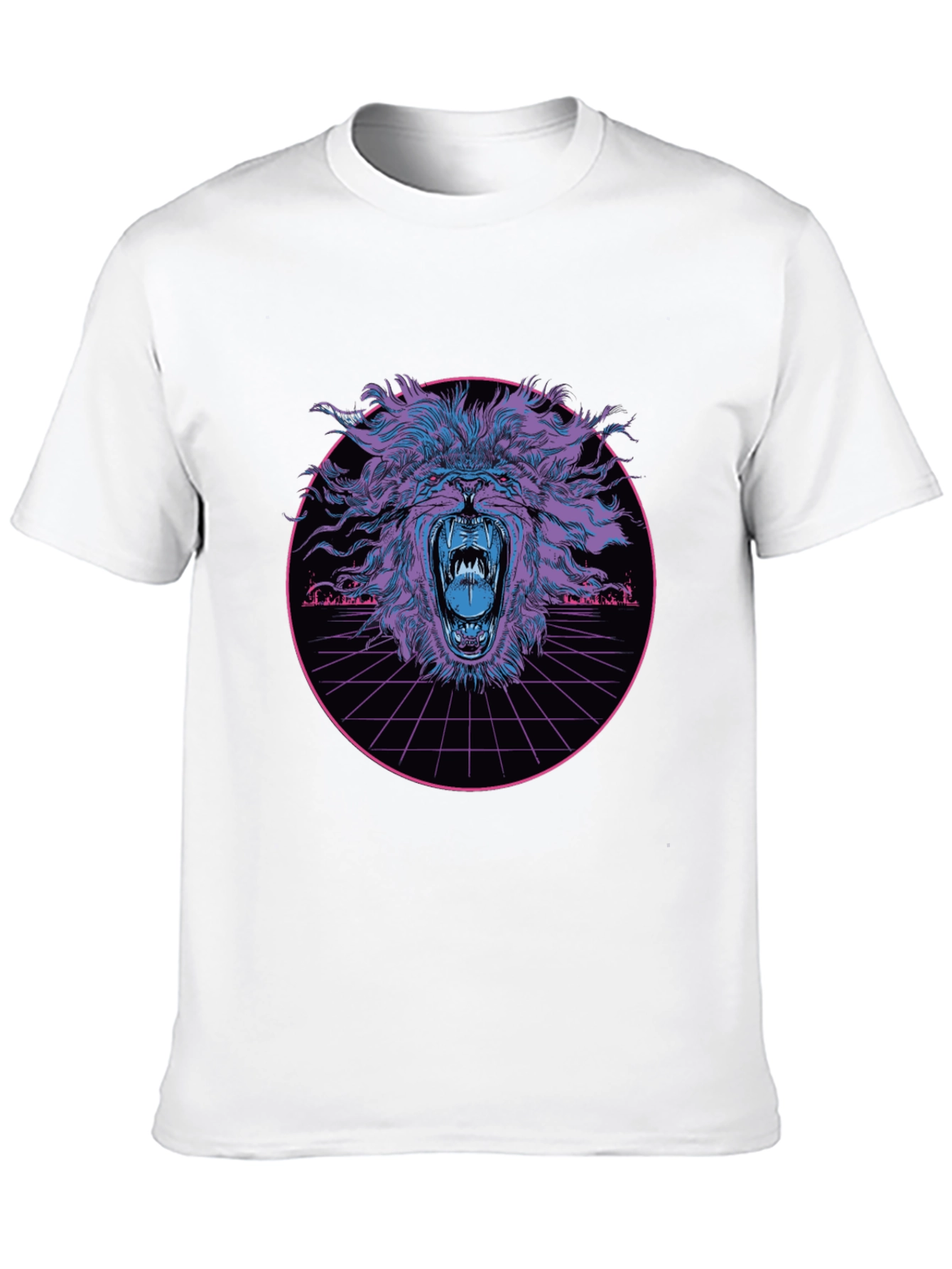Black Roaring Lion Graphic Tee - Cyberpunk Style view 10