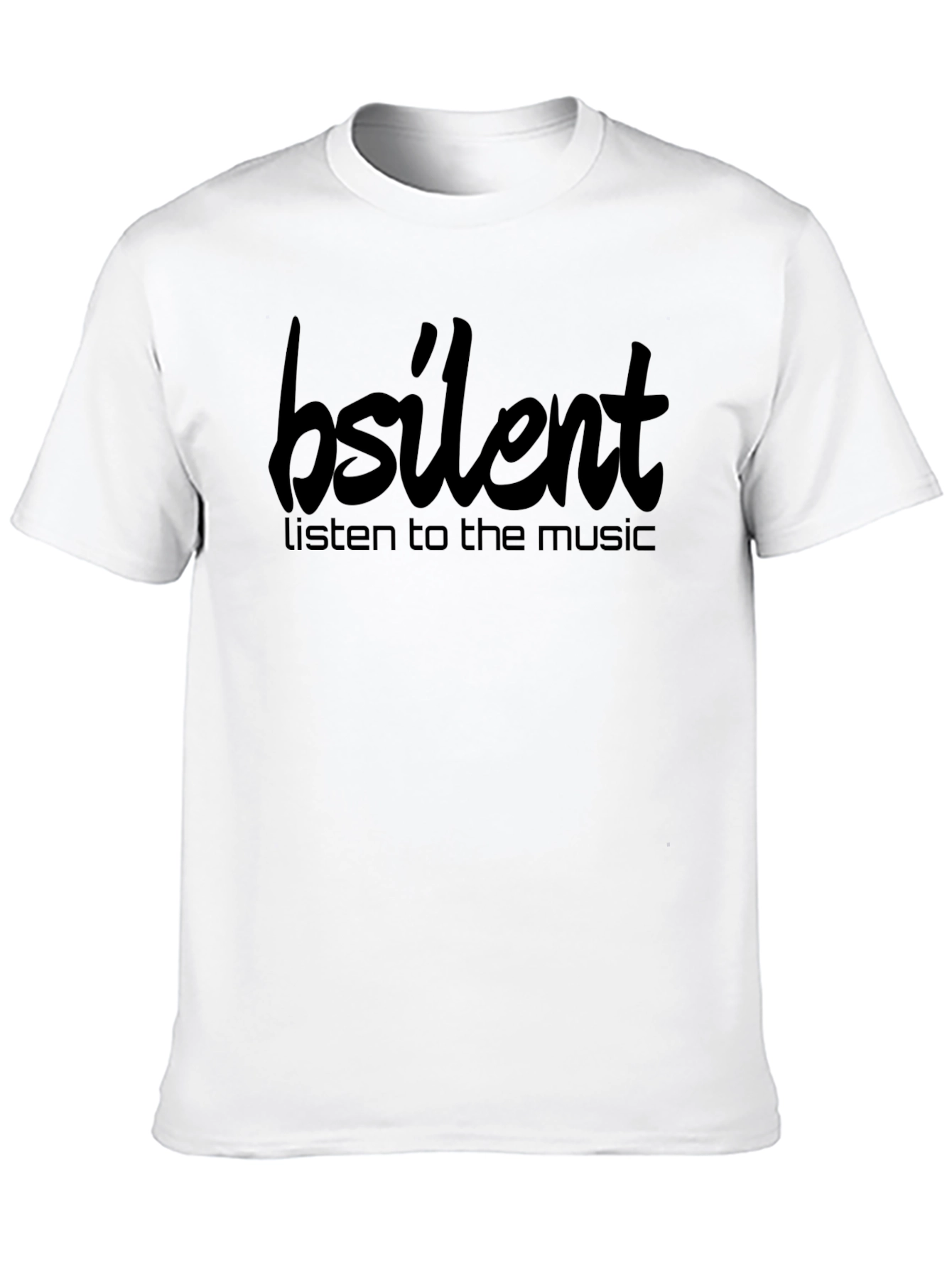 Black Bsilent Listen to the Music Graphic T-Shirt view 10