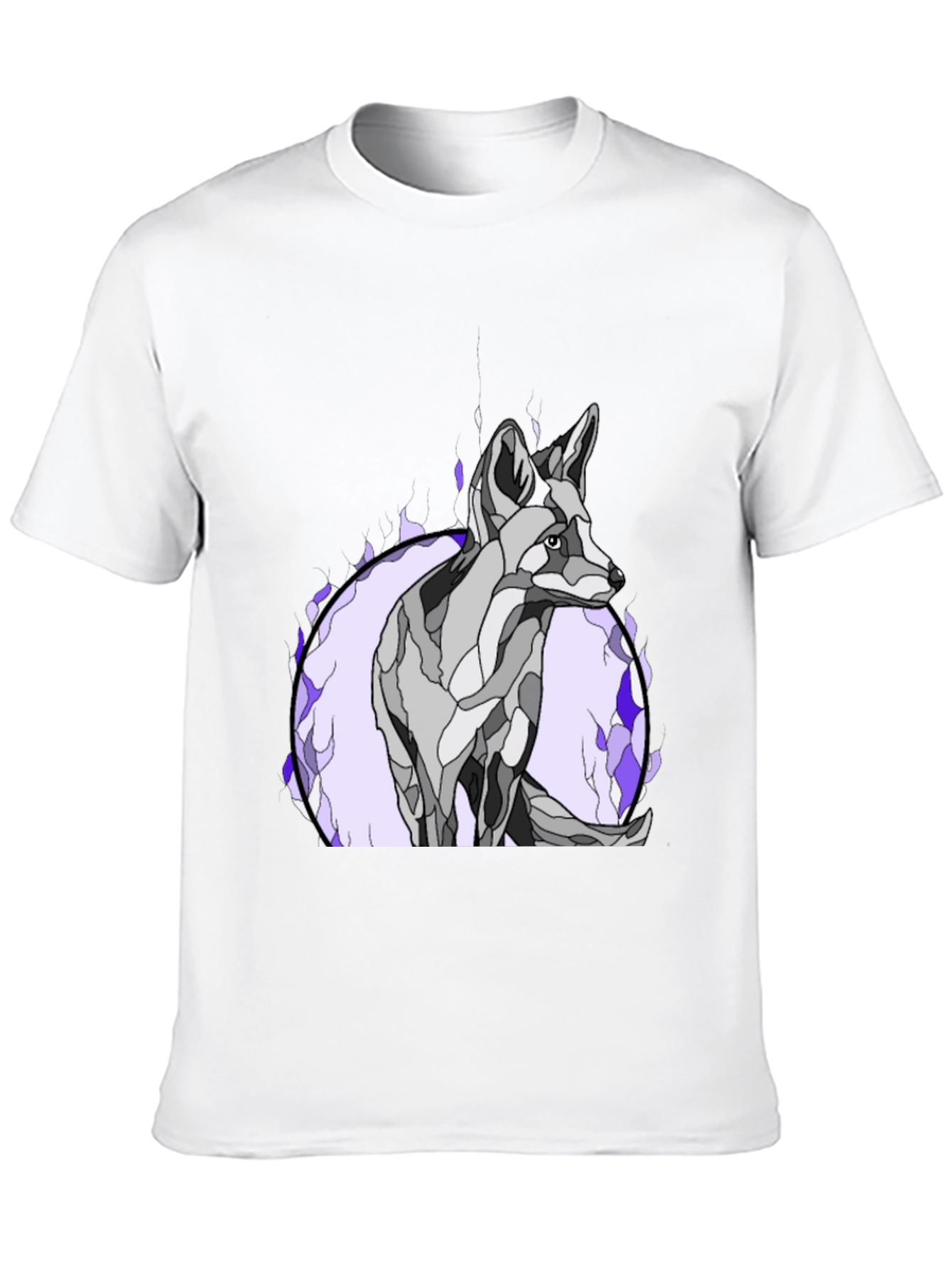 Black Abstract Wolf Graphic Tee - Black Cotton Blend view 10
