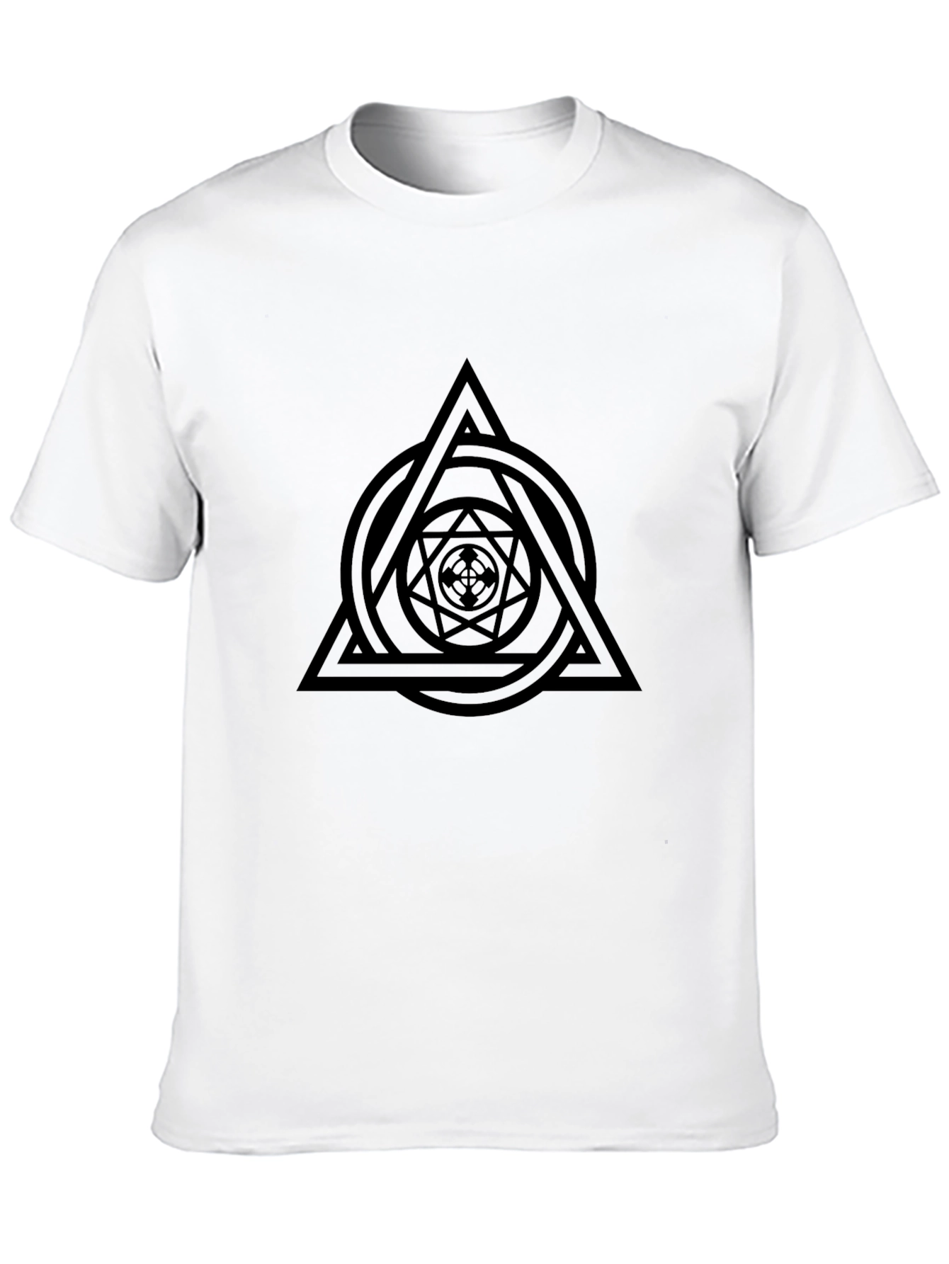 Black Geometric Triangle Graphic Black T-Shirt view 10