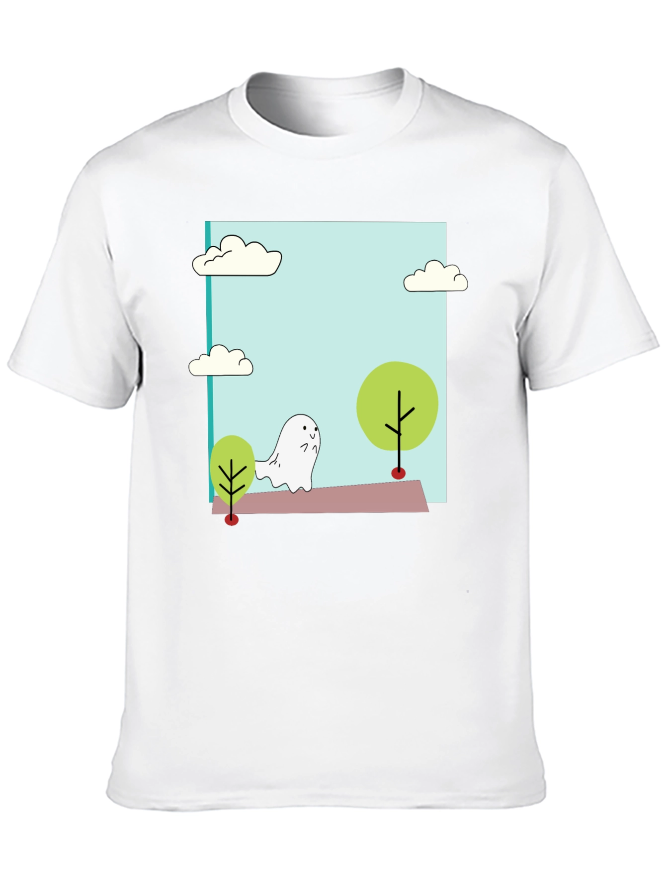 Black Cute Cartoon Ghost T-Shirt view 10