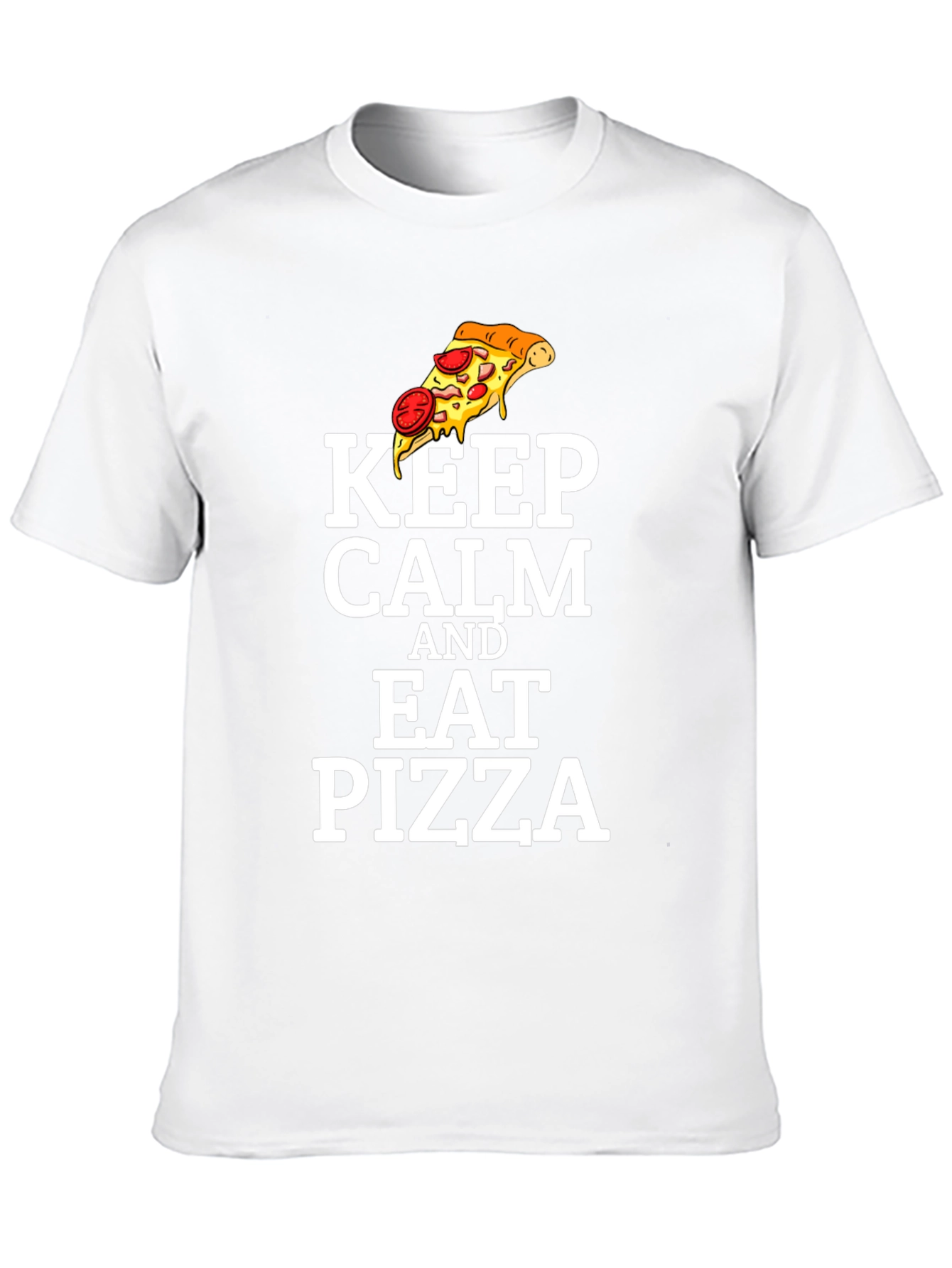 Black Keep Calm and Eat Pizza Graphic T-Shirt view 10
