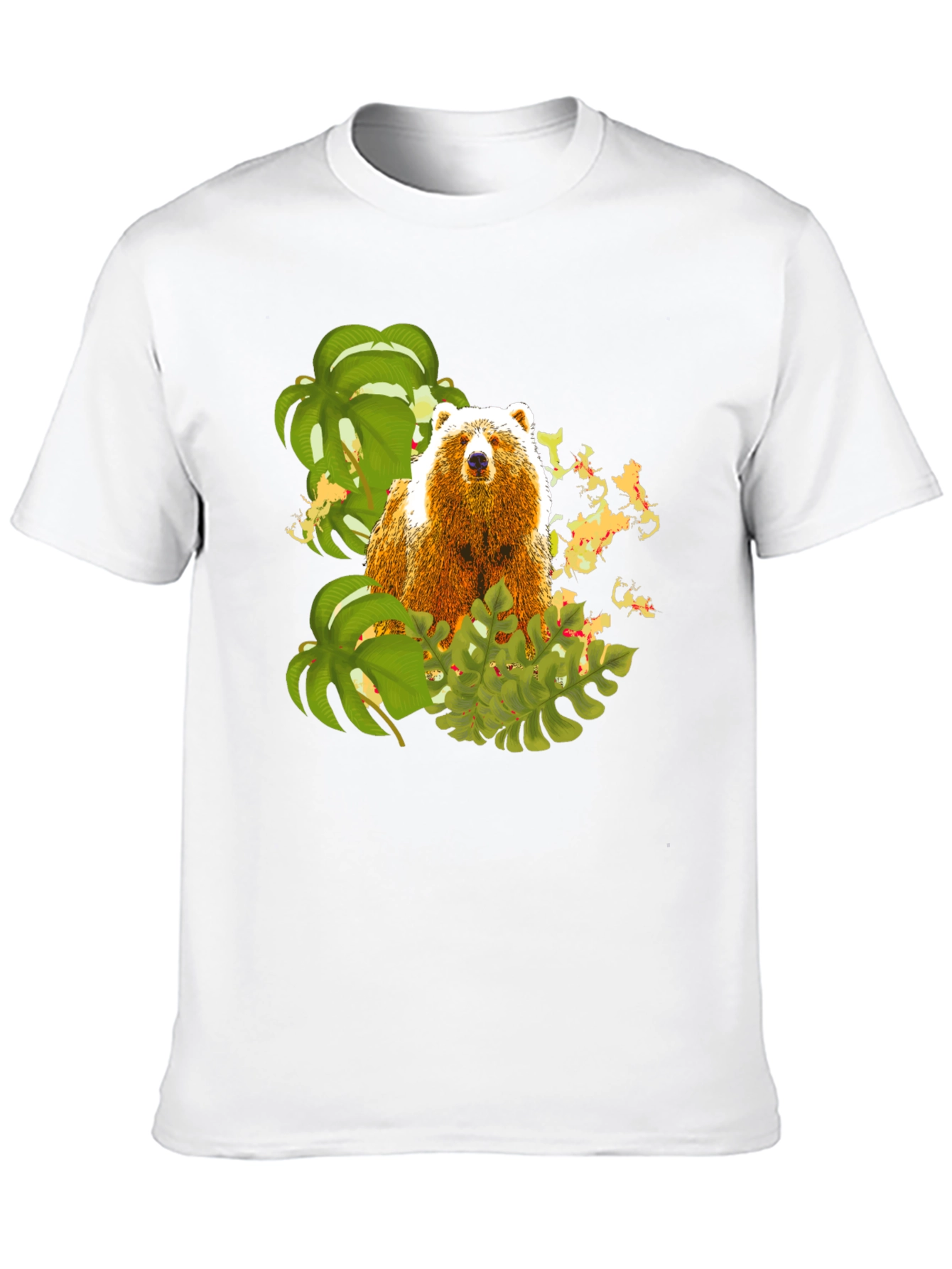 Black Bear and Tropical Leaves Graphic Tee view 10