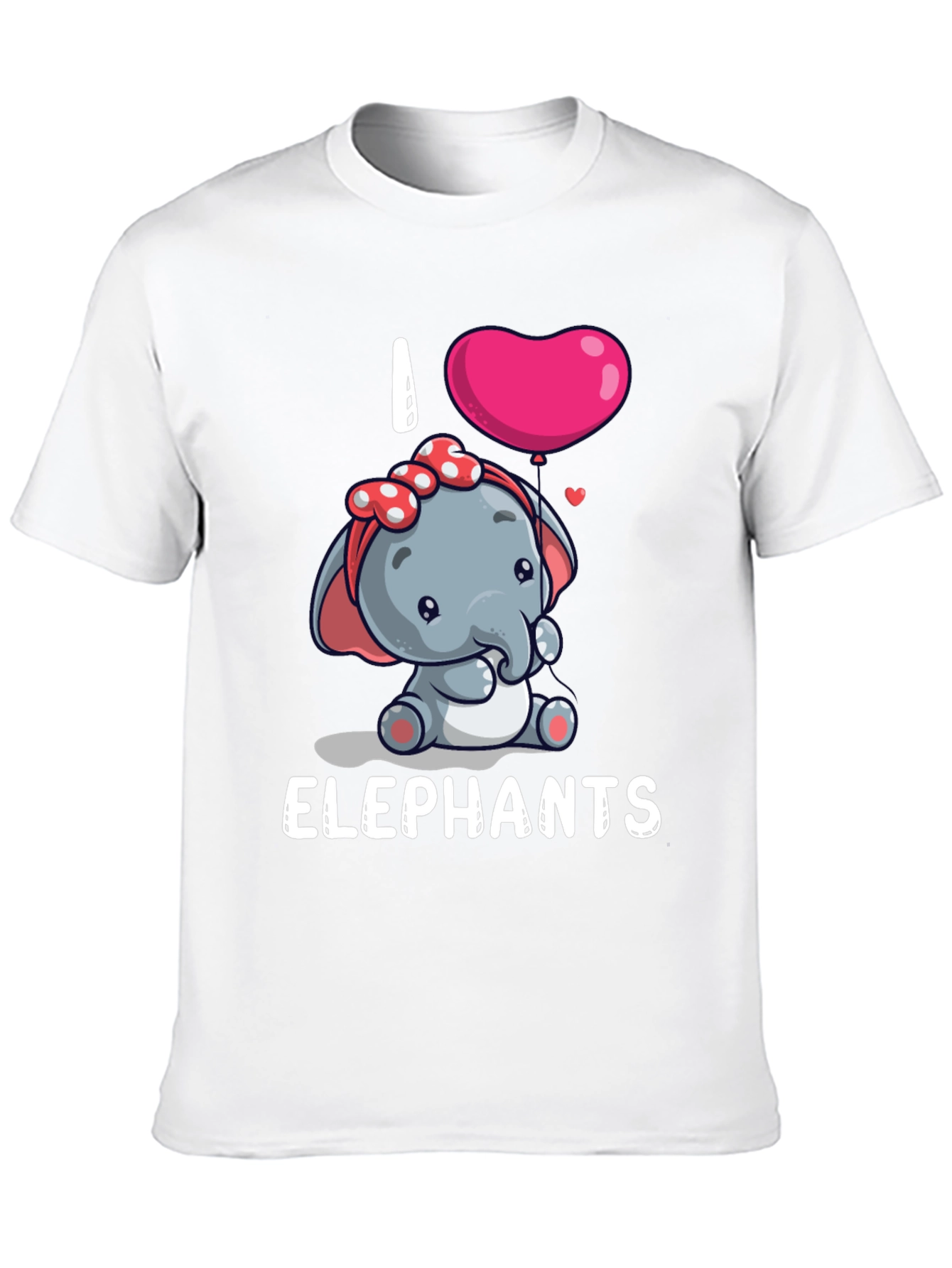 Black I Love Elephants Cartoon T-Shirt view 10