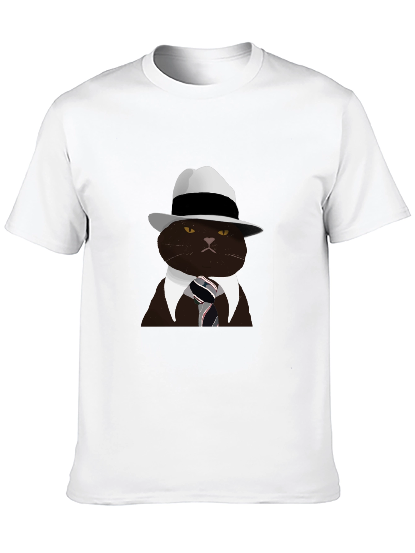 Black Cool Cat Fedora T-Shirt - Black view 10