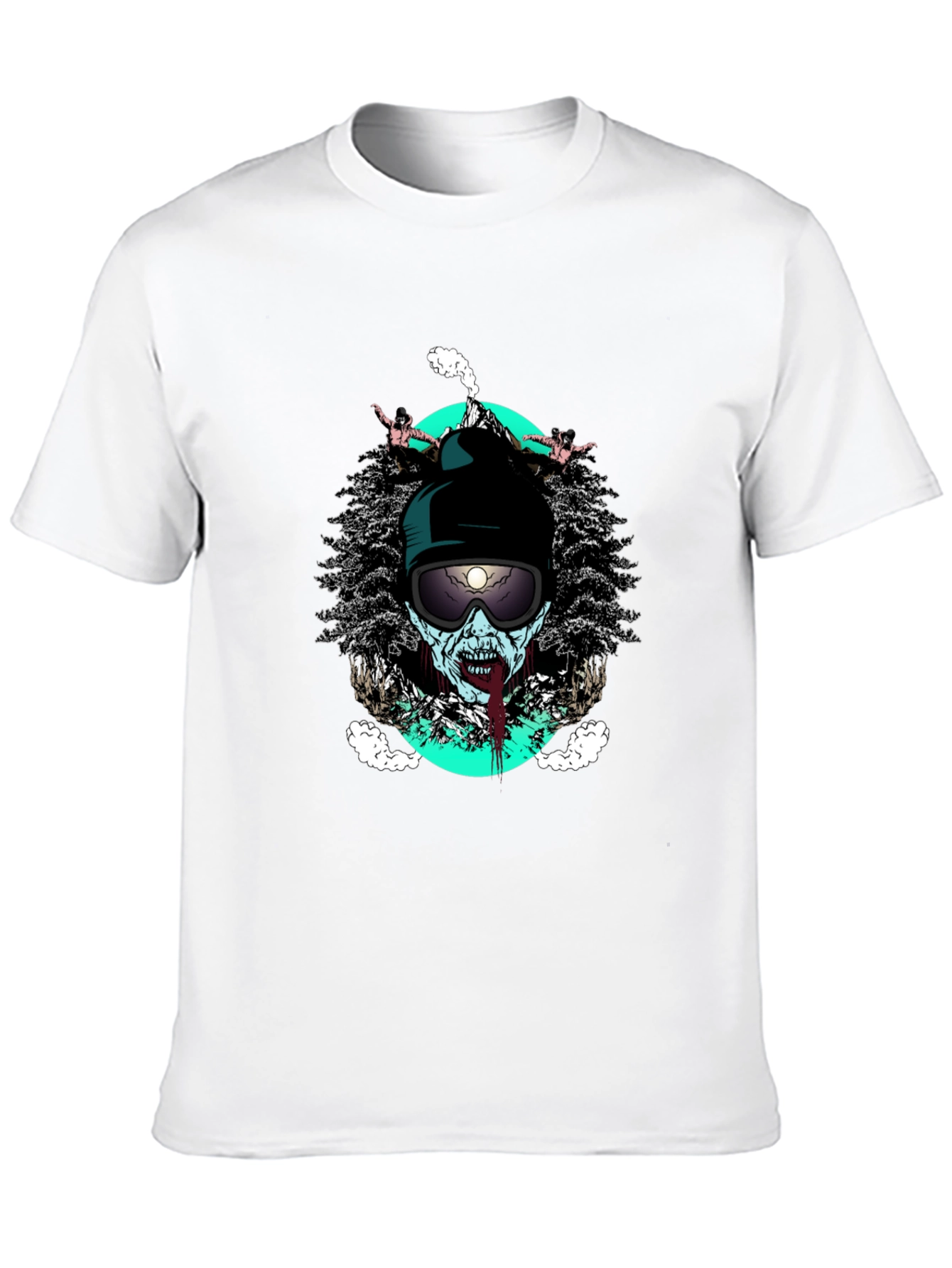 Black Zombie Skier Graphic Tee - Black Cotton T-Shirt view 10