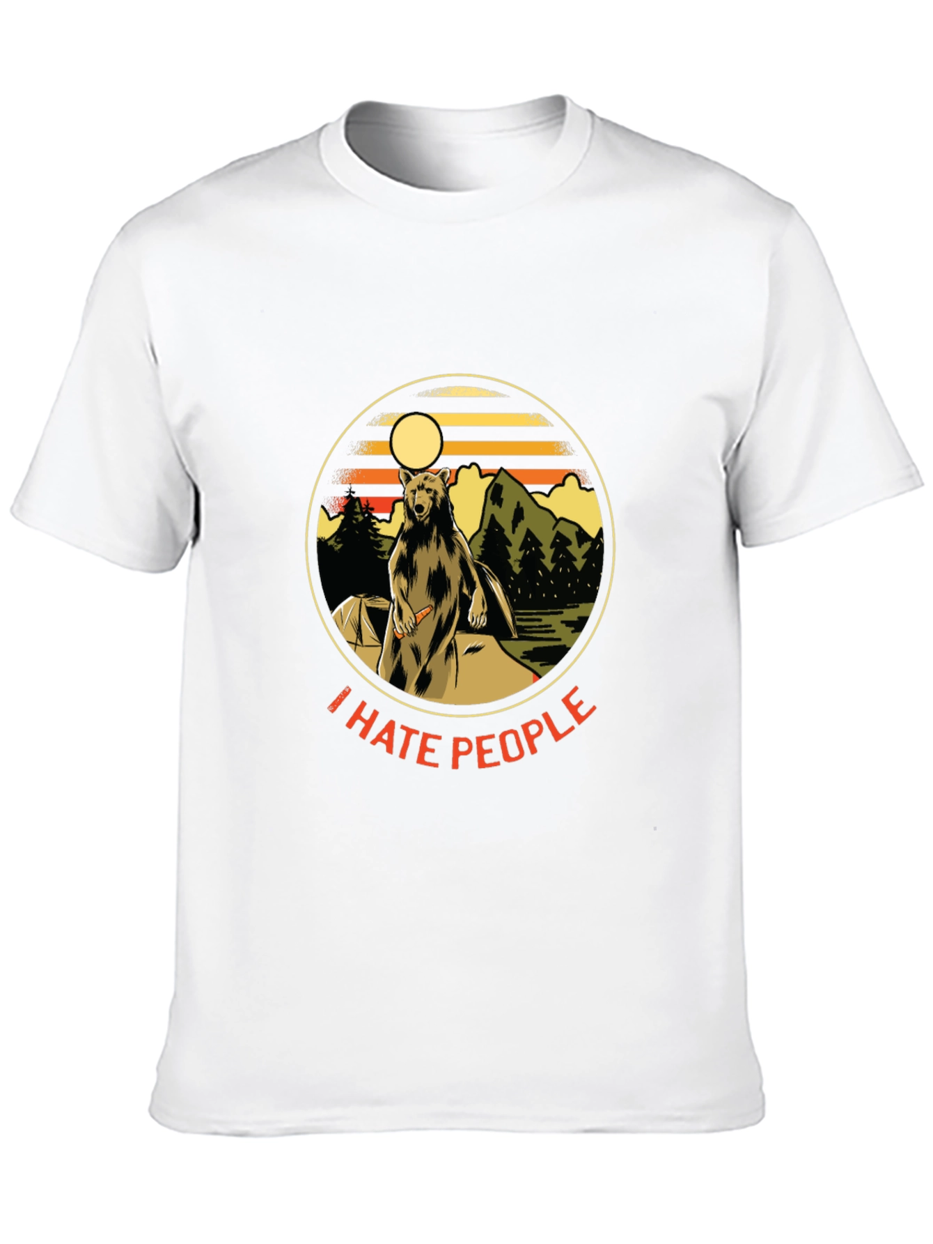 Black I Hate People Bear T-Shirt - Camping Nature Tee view 10
