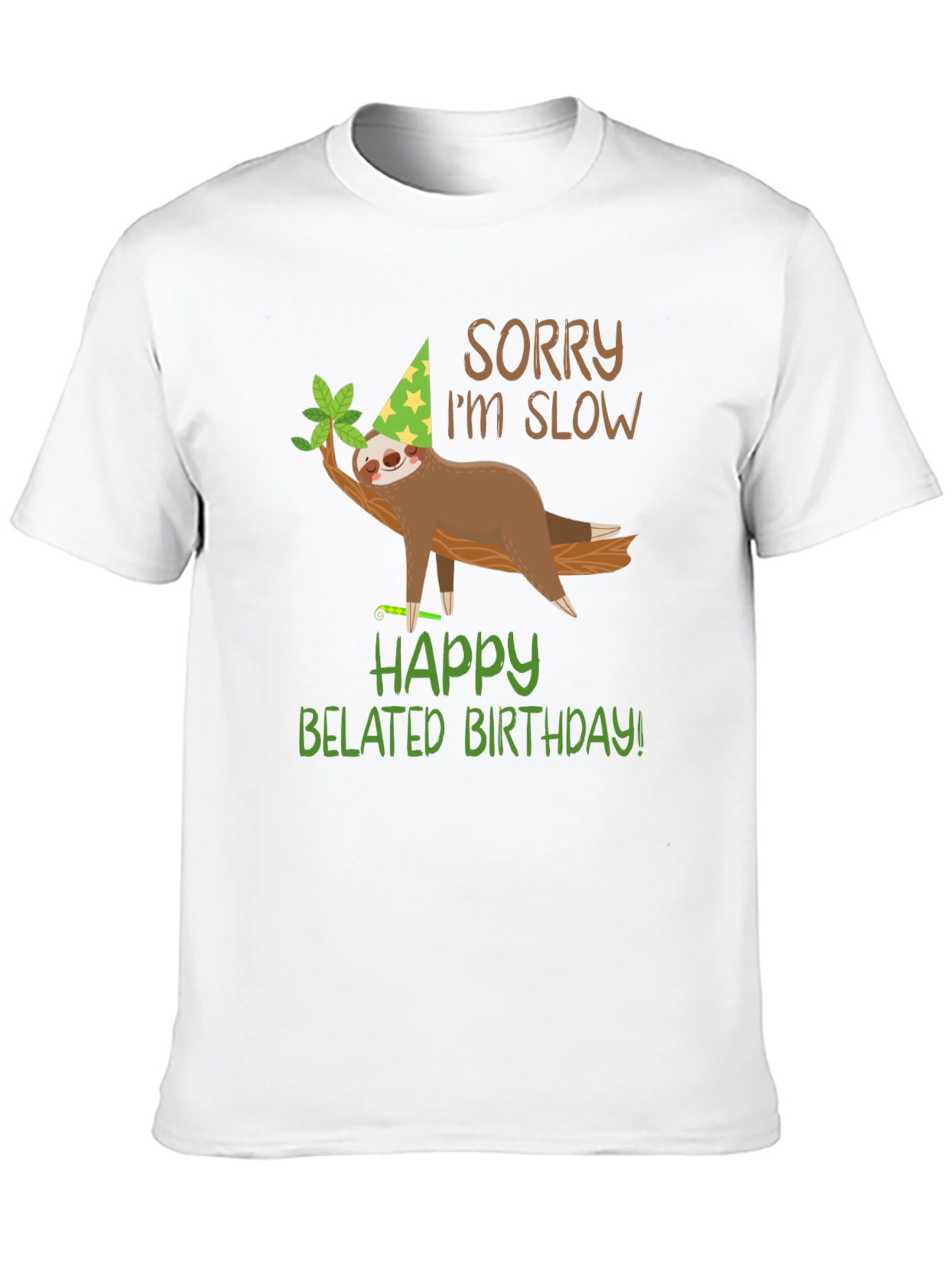 Black Funny Belated Birthday Sloth T-Shirt view 10