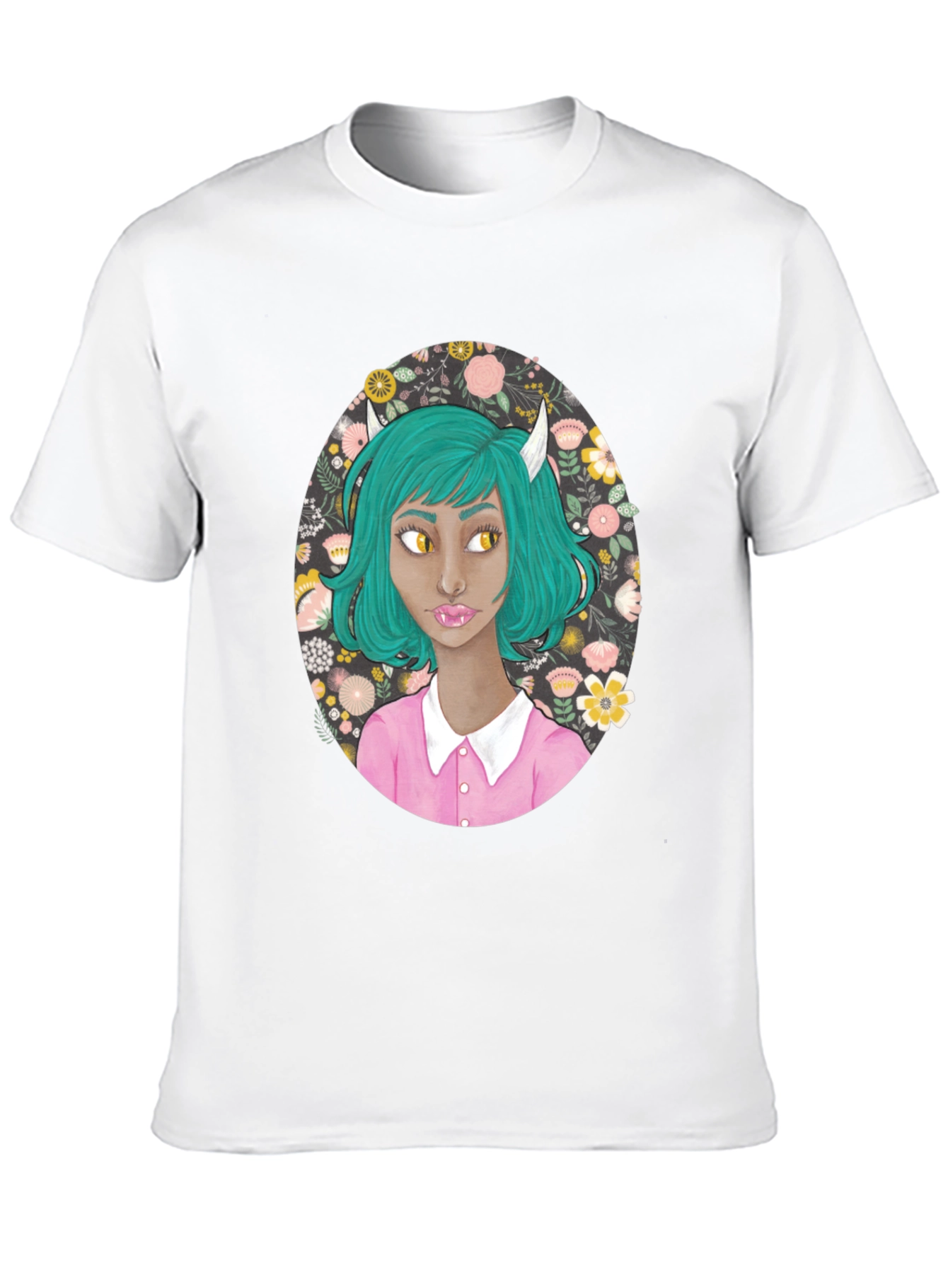 Black Floral Demon Girl Graphic T-Shirt view 10