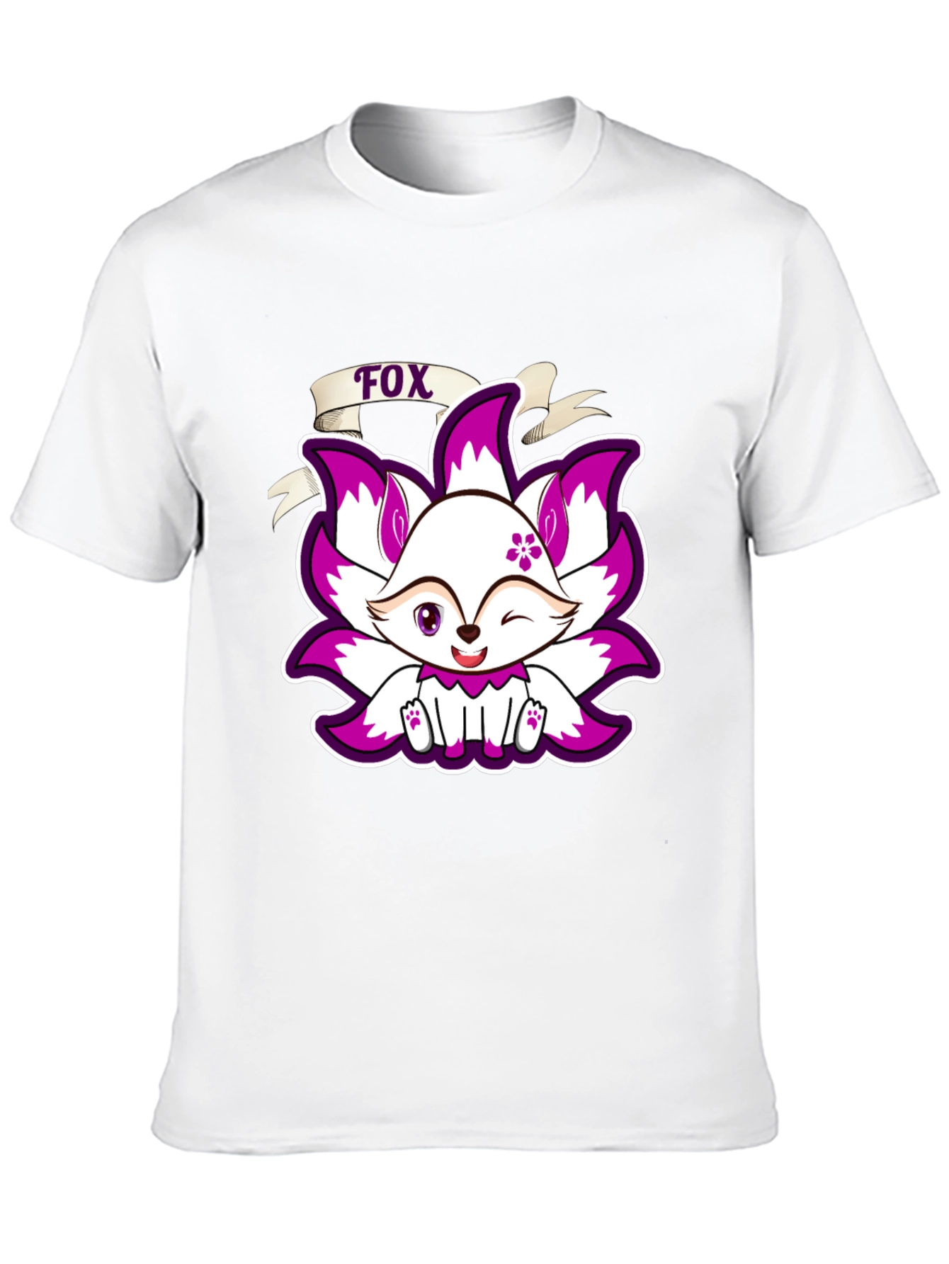 Black Cute Fox Graphic Print T-Shirt - Black view 10