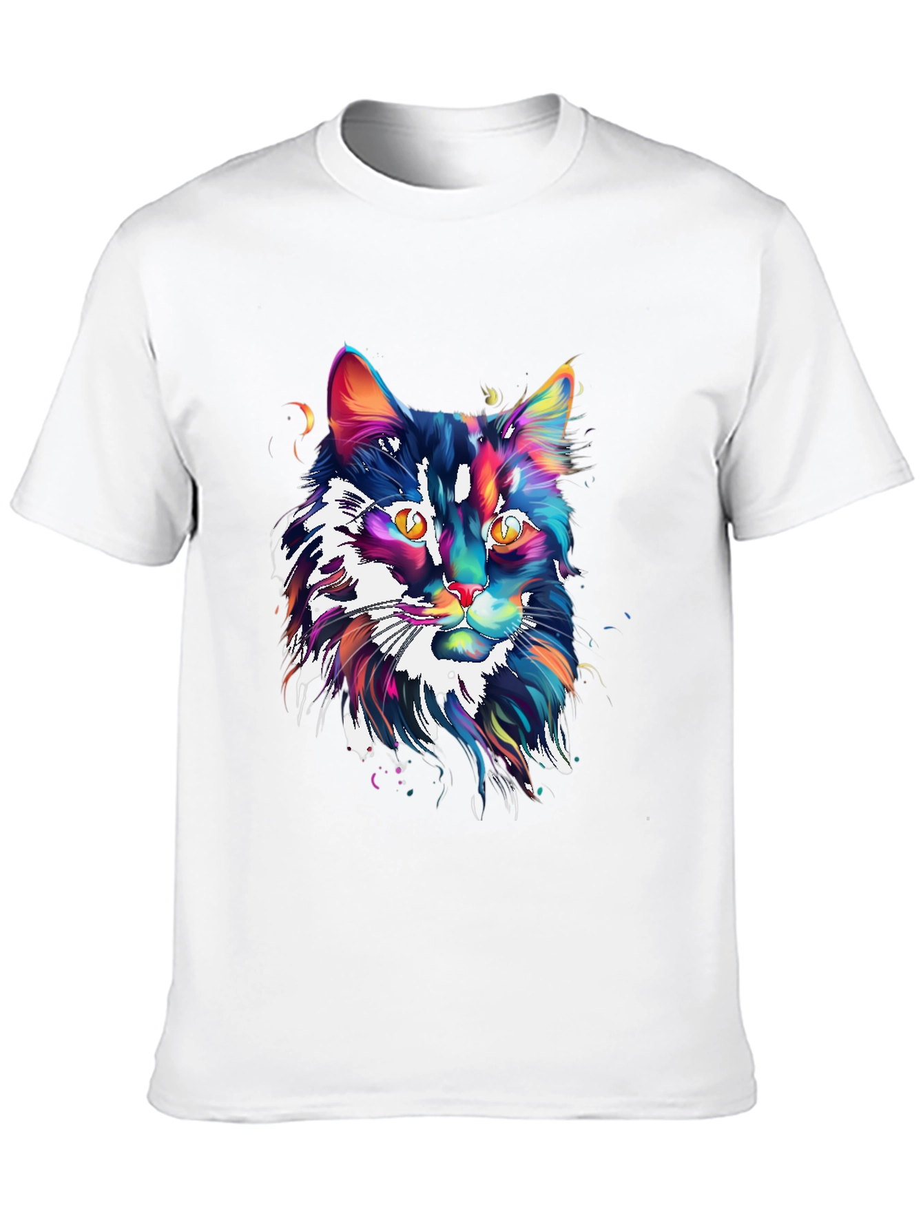 Black Colorful Cat Graphic Black T-Shirt view 10