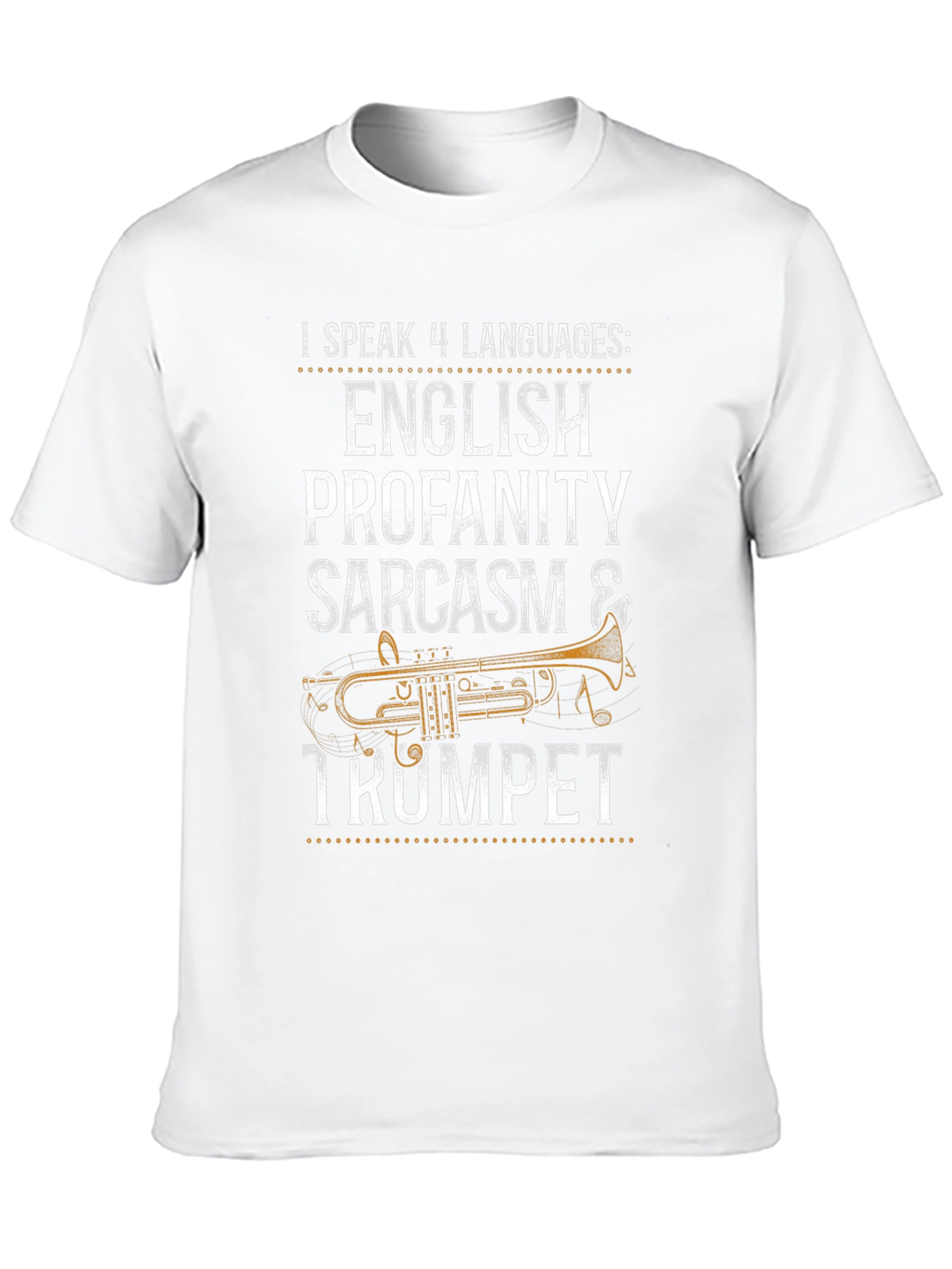 Black I Speak 4 Languages: Trumpet T-Shirt view 10