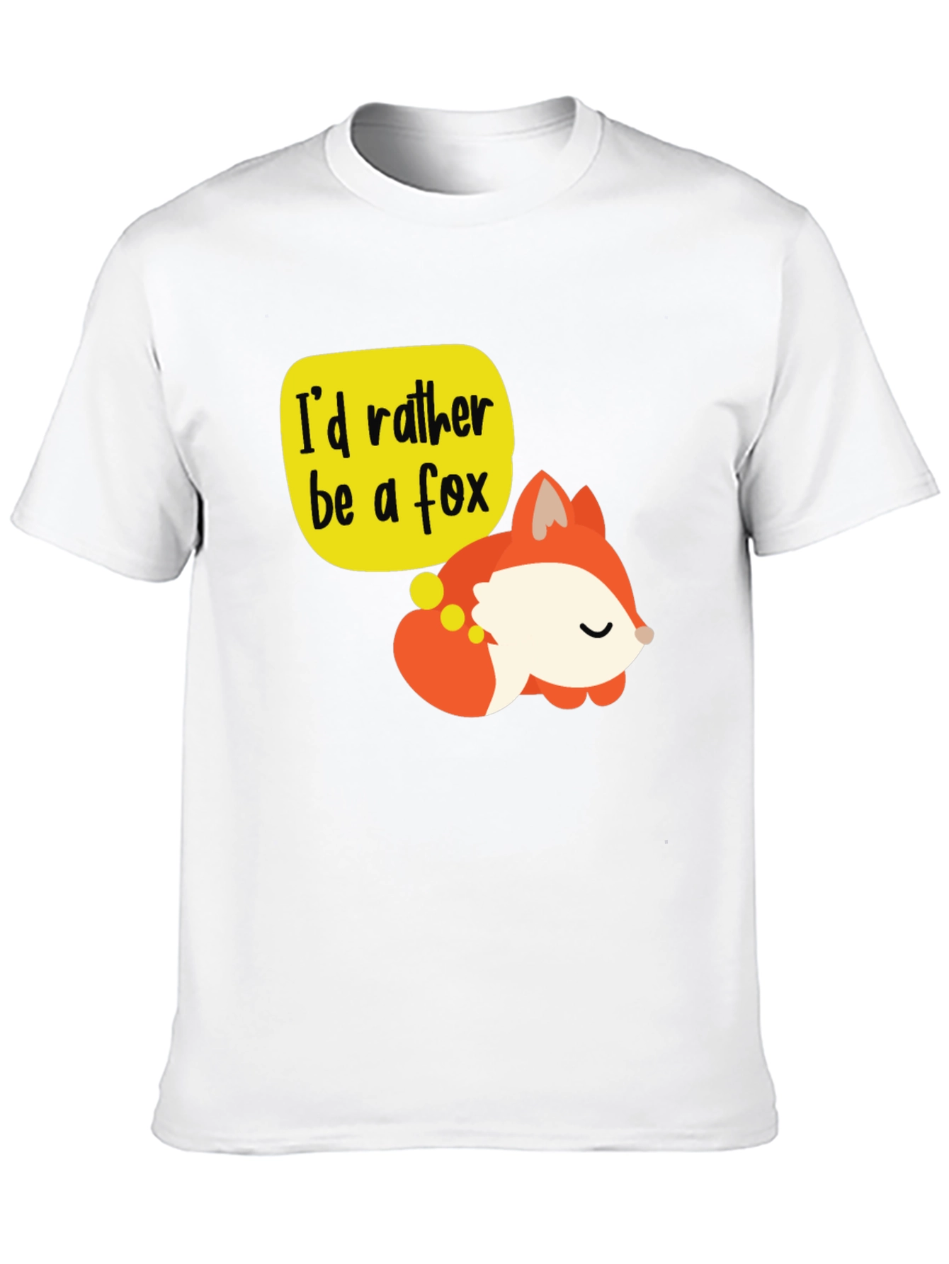 Black Cute Fox T-Shirt - I'd Rather Be a Fox Graphic Tee view 10