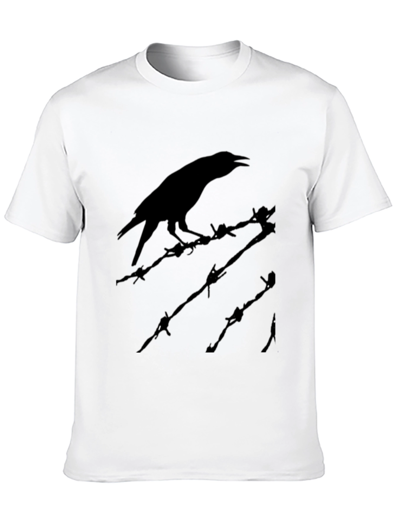 Black Raven on Barbed Wire T-Shirt - Edgy Graphic Tee view 10