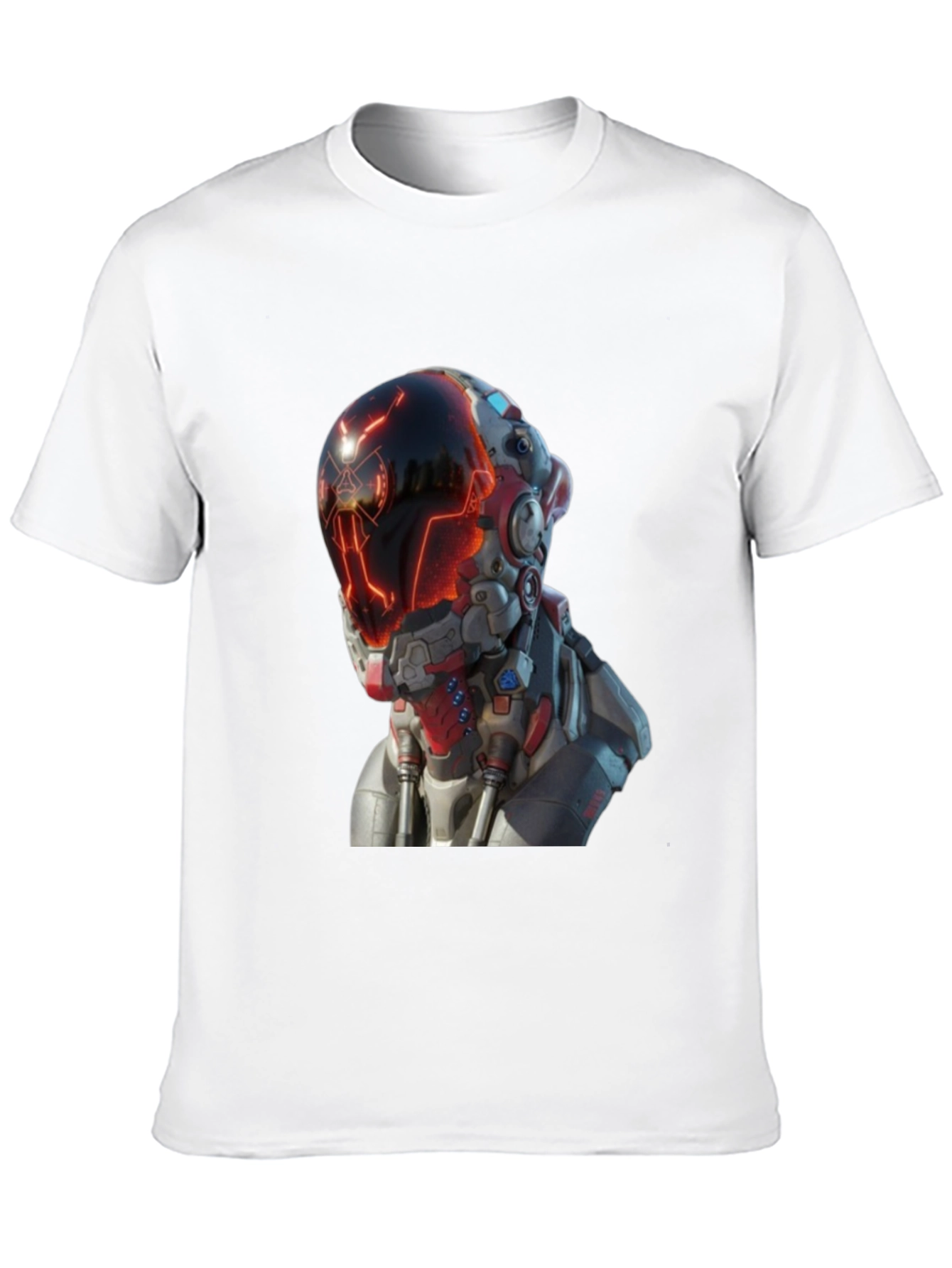Black Sci-Fi Robot Head Graphic T-Shirt view 10