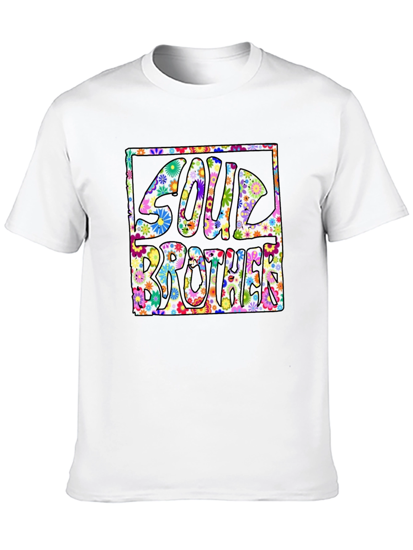 Black Soul Brother Floral Graphic Tee - Retro Style view 10