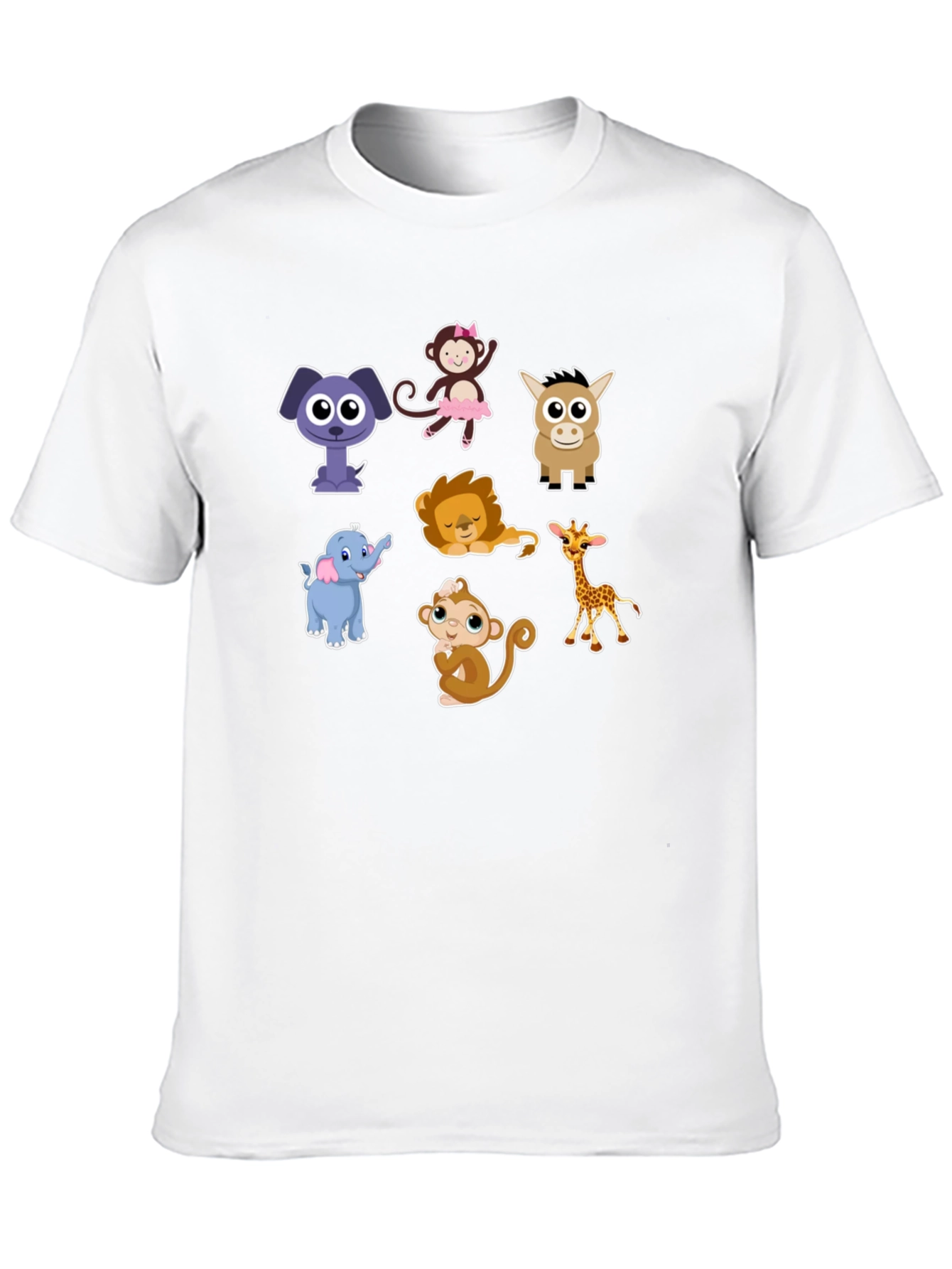 Black Cute Cartoon Animals Graphic Tee view 10