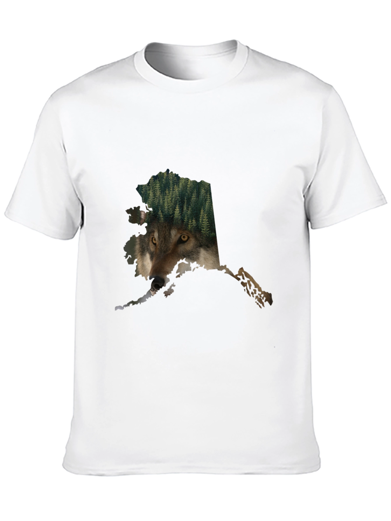 Black Alaska Wolf Nature Graphic Tee - Black Cotton Blend view 10