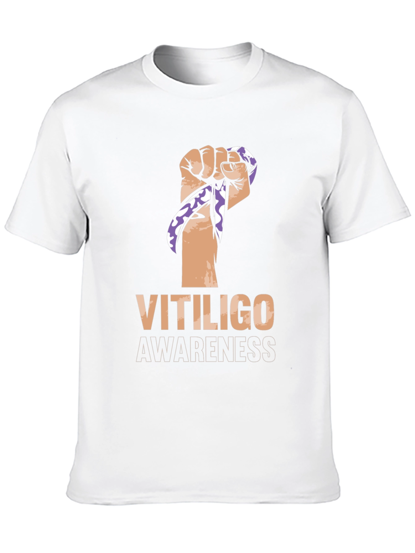 Black Vitiligo Awareness Ribbon Fist Black T-Shirt view 10