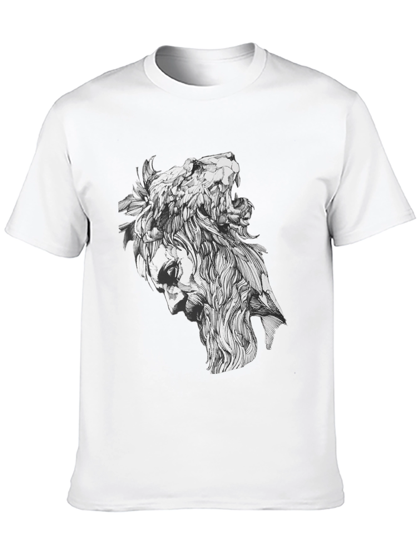 Black Lion Man Graphic Tee - Black Cotton Blend view 10