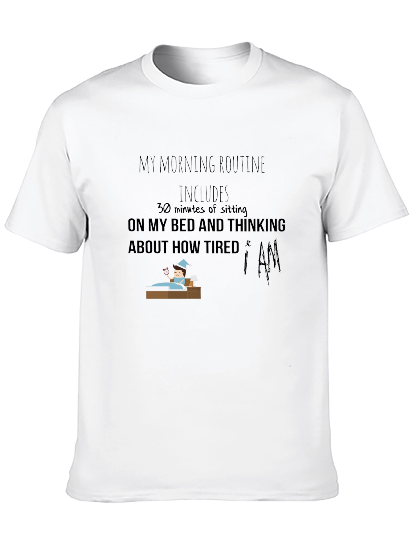 Black Funny Morning Routine Graphic T-Shirt view 10