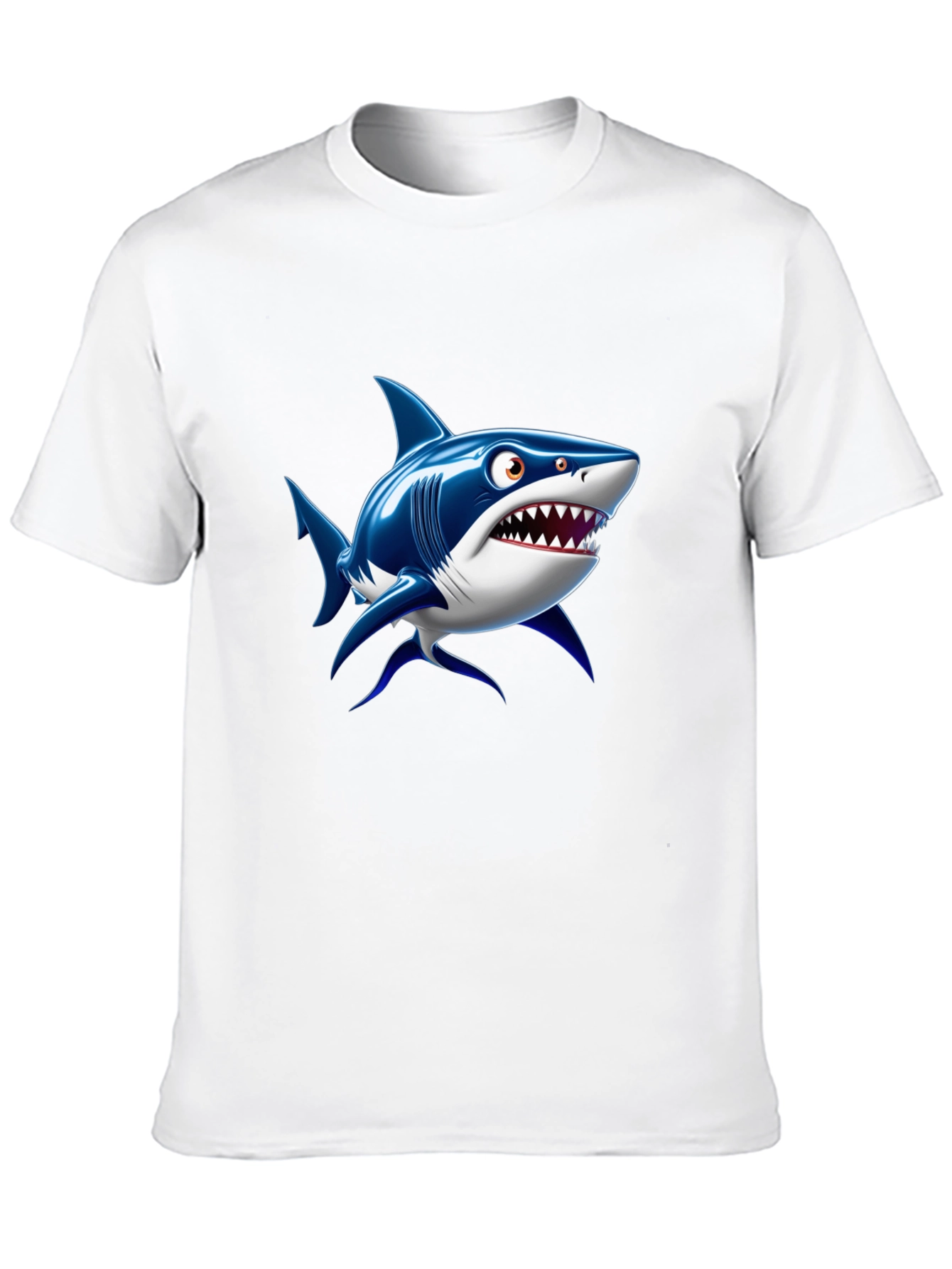 Black Shark Cartoon Graphic Black T-Shirt view 10