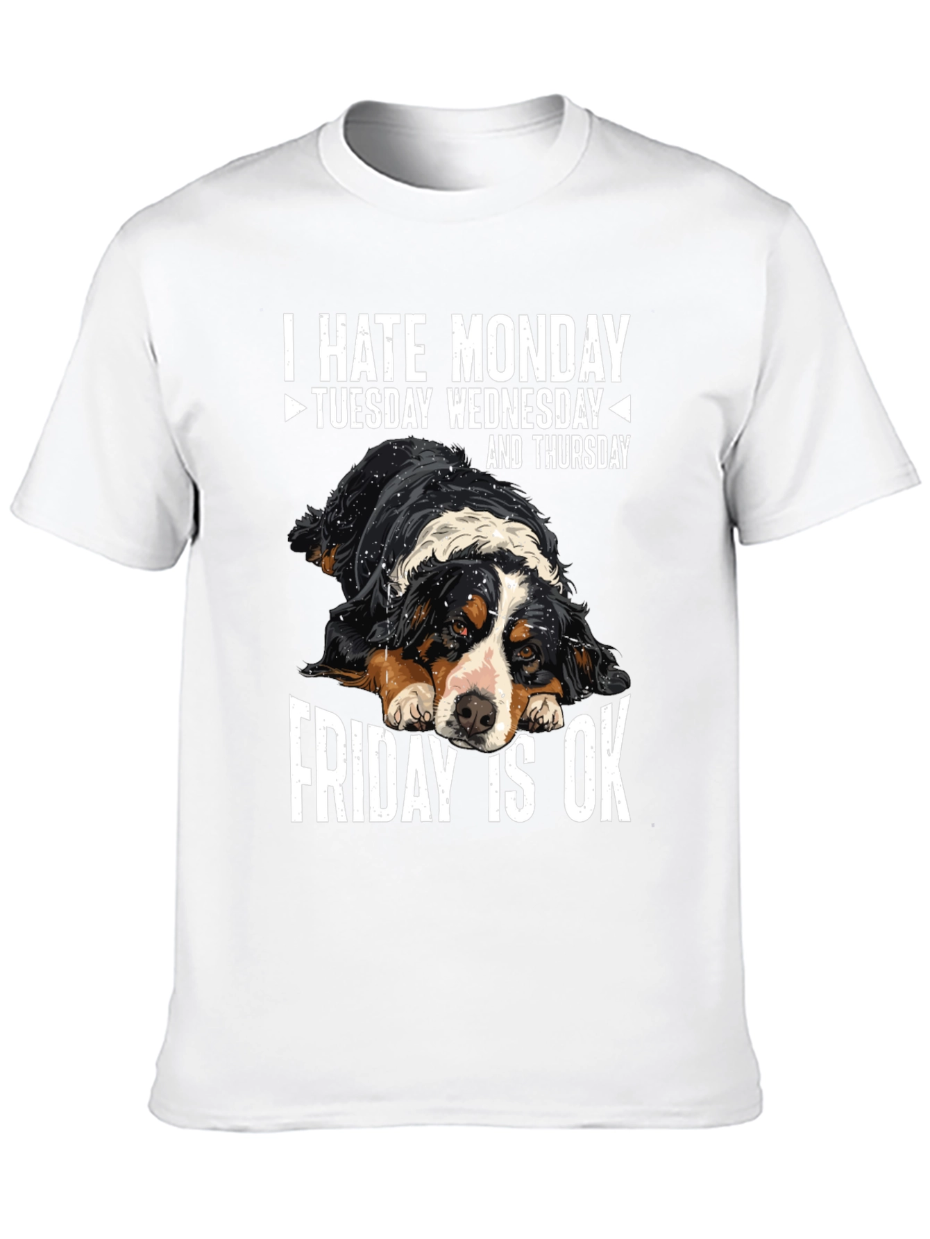 Black Funny Dog Lover T-Shirt: I Hate Monday, Friday is OK view 10