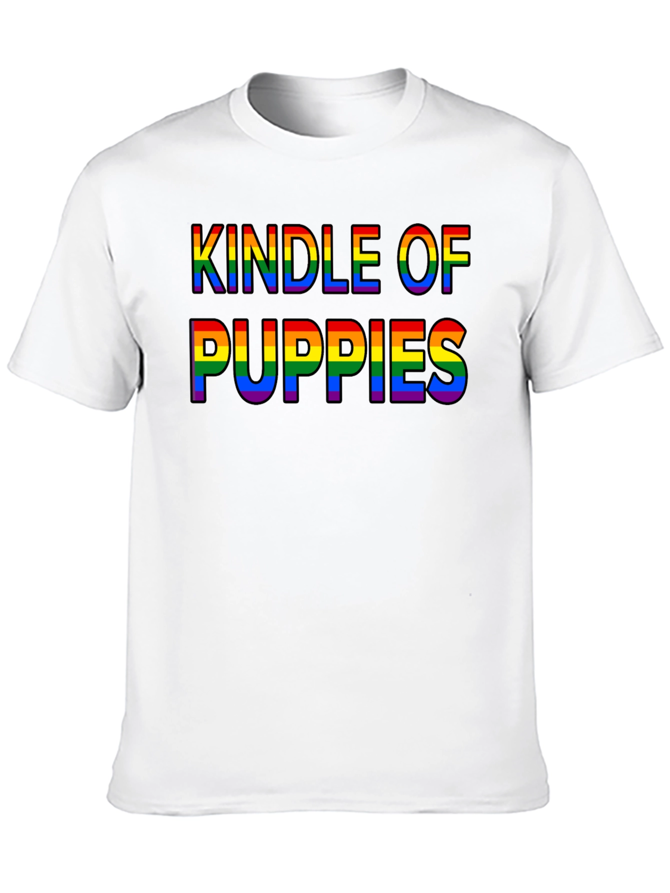 Black Kindle of Puppies Rainbow Text T-Shirt view 10